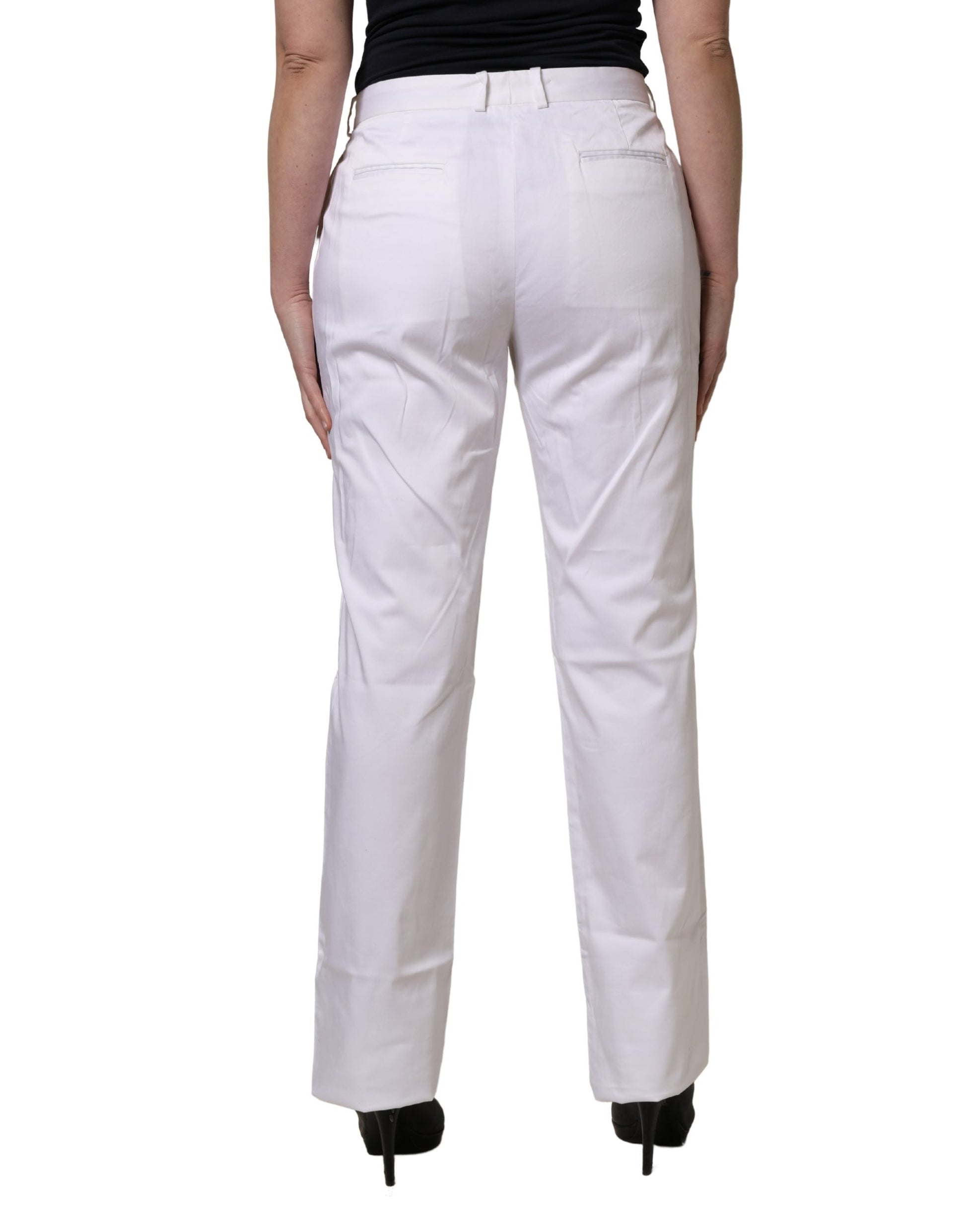 Pantalon chino droit taille mi-haute blanc GF Ferre pour femme