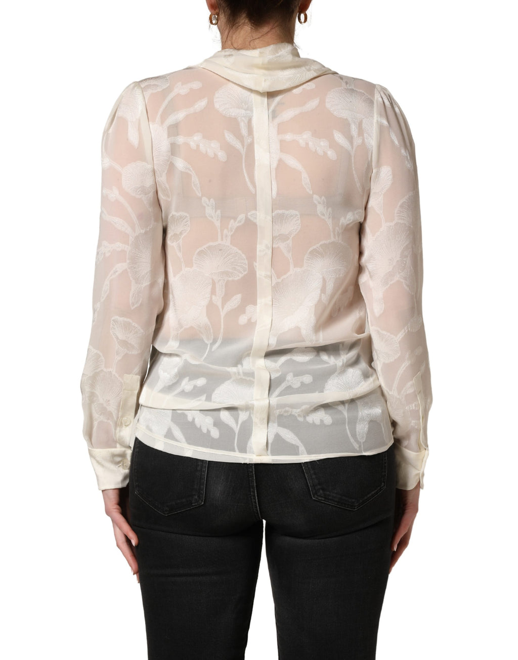 Chemisier Dolce & Gabbana en soie semi-transparente à imprimé floral blanc cassé