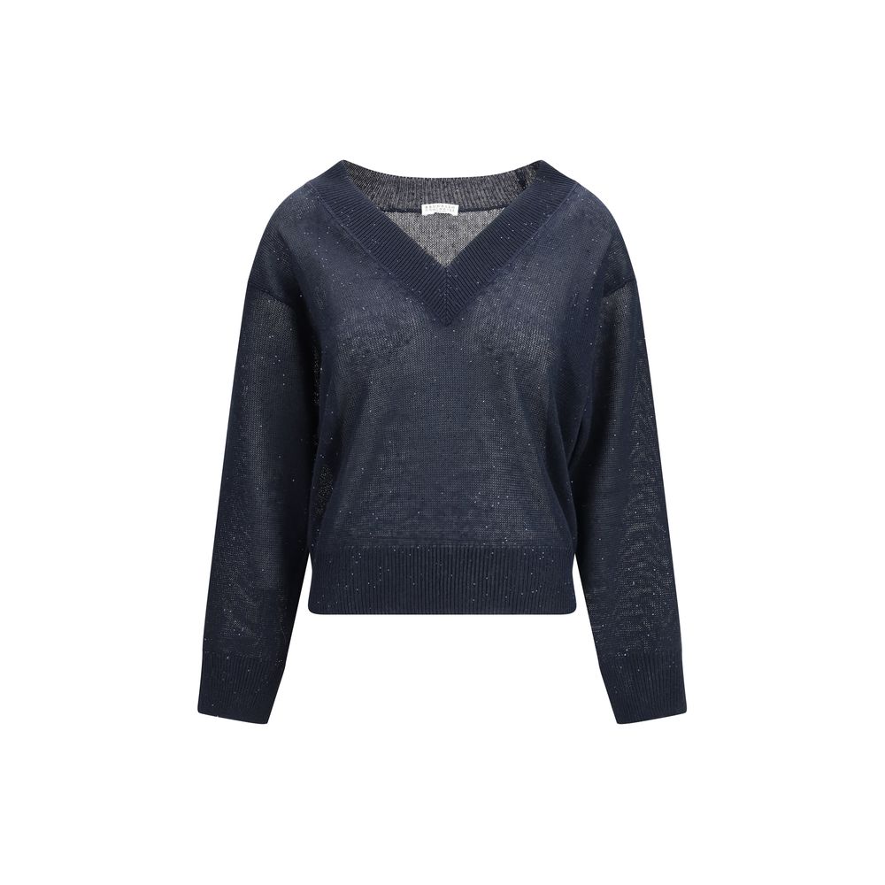 T-shirt Brunello Cucinelli en lin bleu