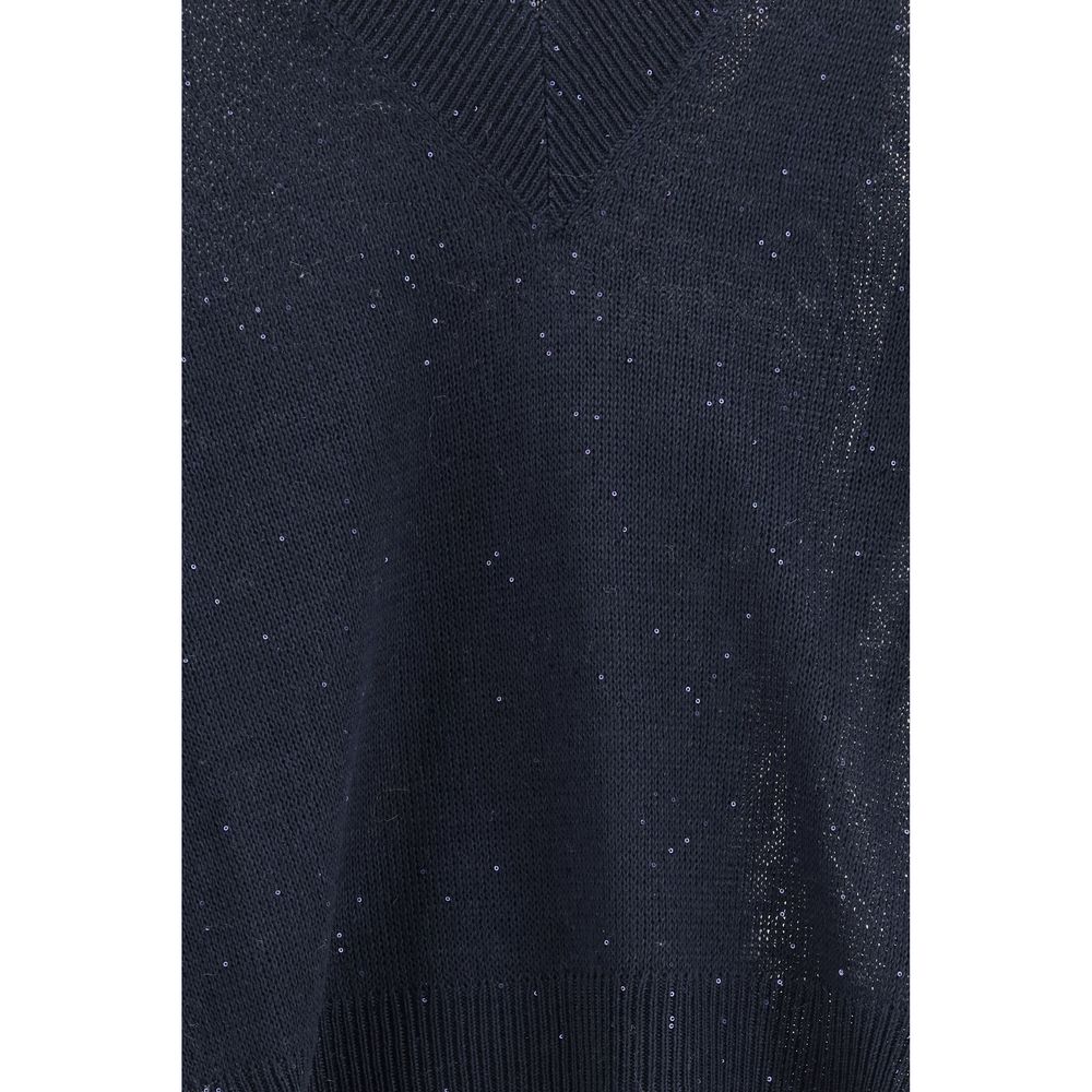 T-shirt Brunello Cucinelli en lin bleu