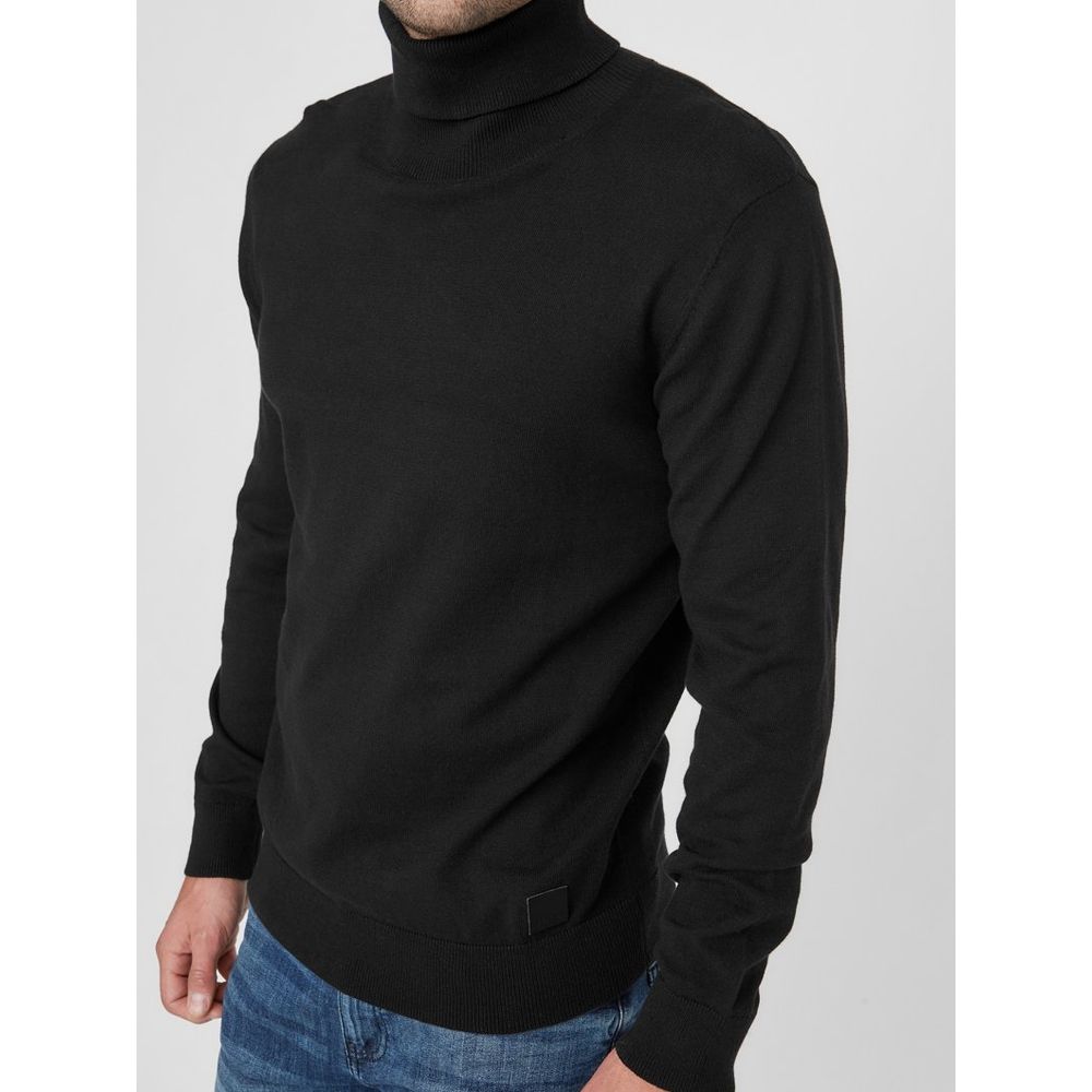 Col roulé noir en coton Guess