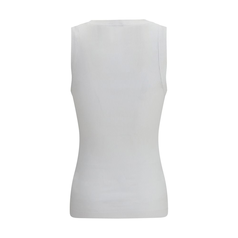 T-shirt sans manches en coton blanc Brunello Cucinelli