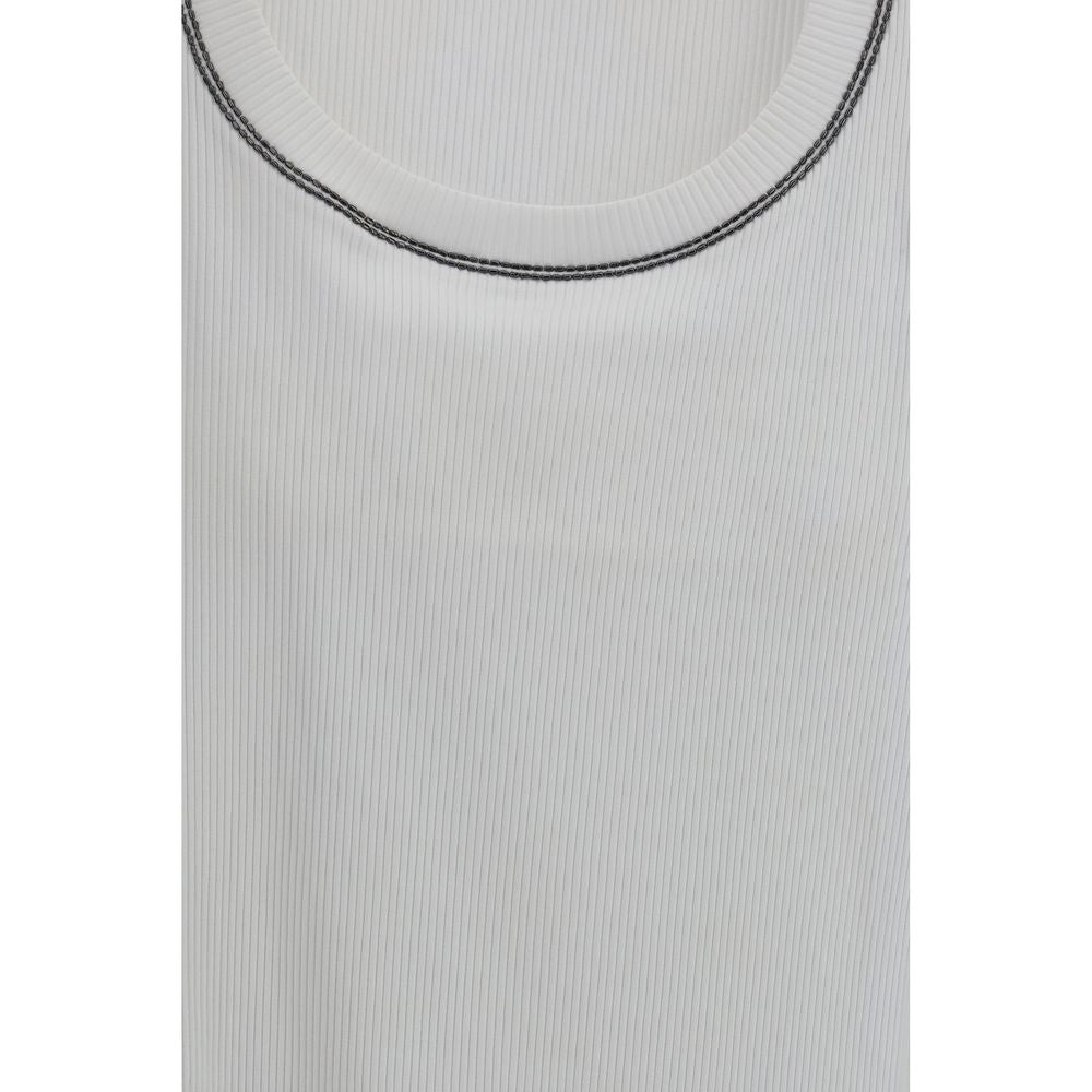 T-shirt sans manches en coton blanc Brunello Cucinelli