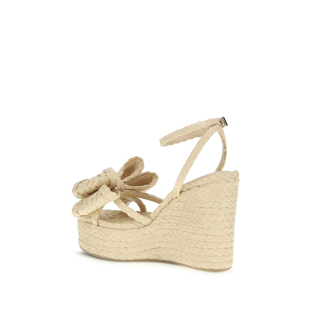 Sandales compensées en raphia beige MACH & MACH