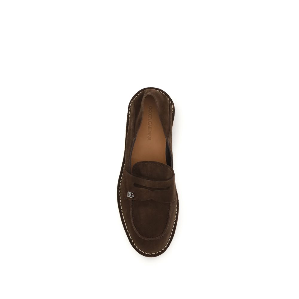 Mocassins à enfiler Dolce & Gabbana en cuir de veau marron Bos Taurus