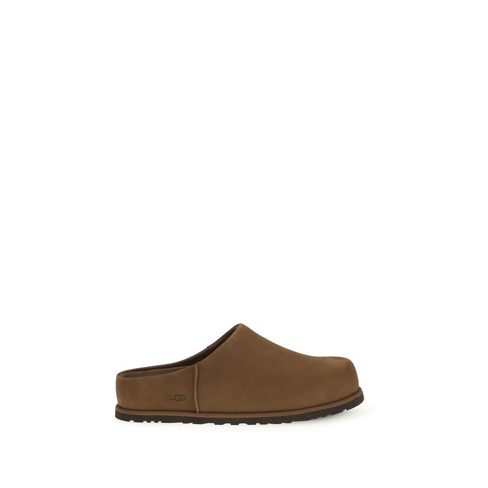 Mules UGG marron en cuir de veau Bos Taurus
