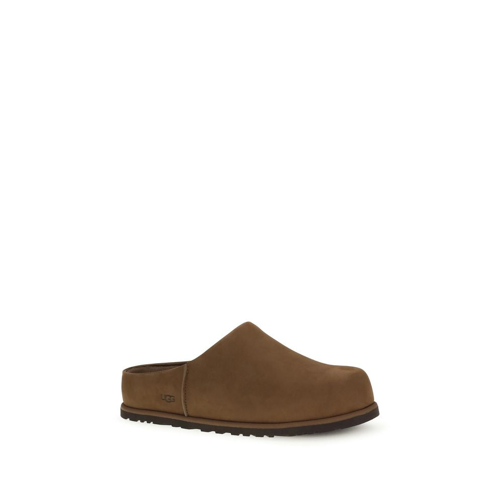 Mules UGG marron en cuir de veau Bos Taurus