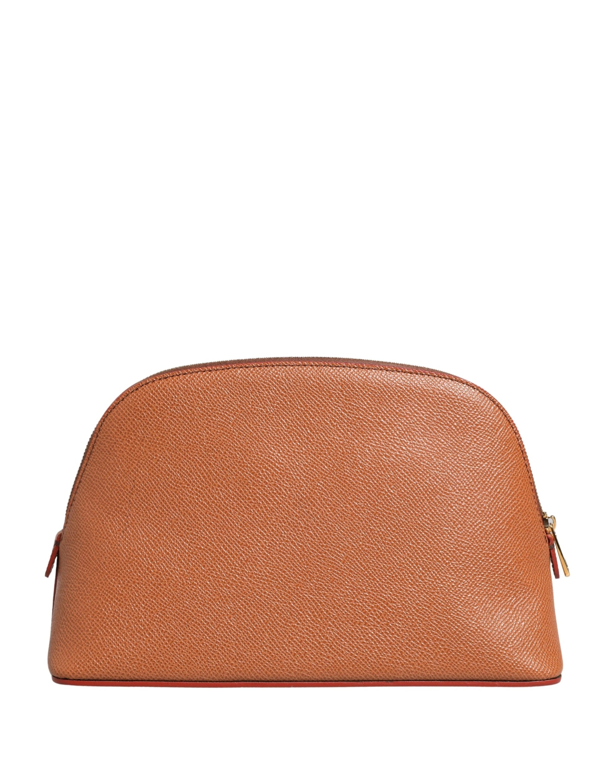 Portefeuille zippé Dolce & Gabbana en cuir orange beige avec logo DG