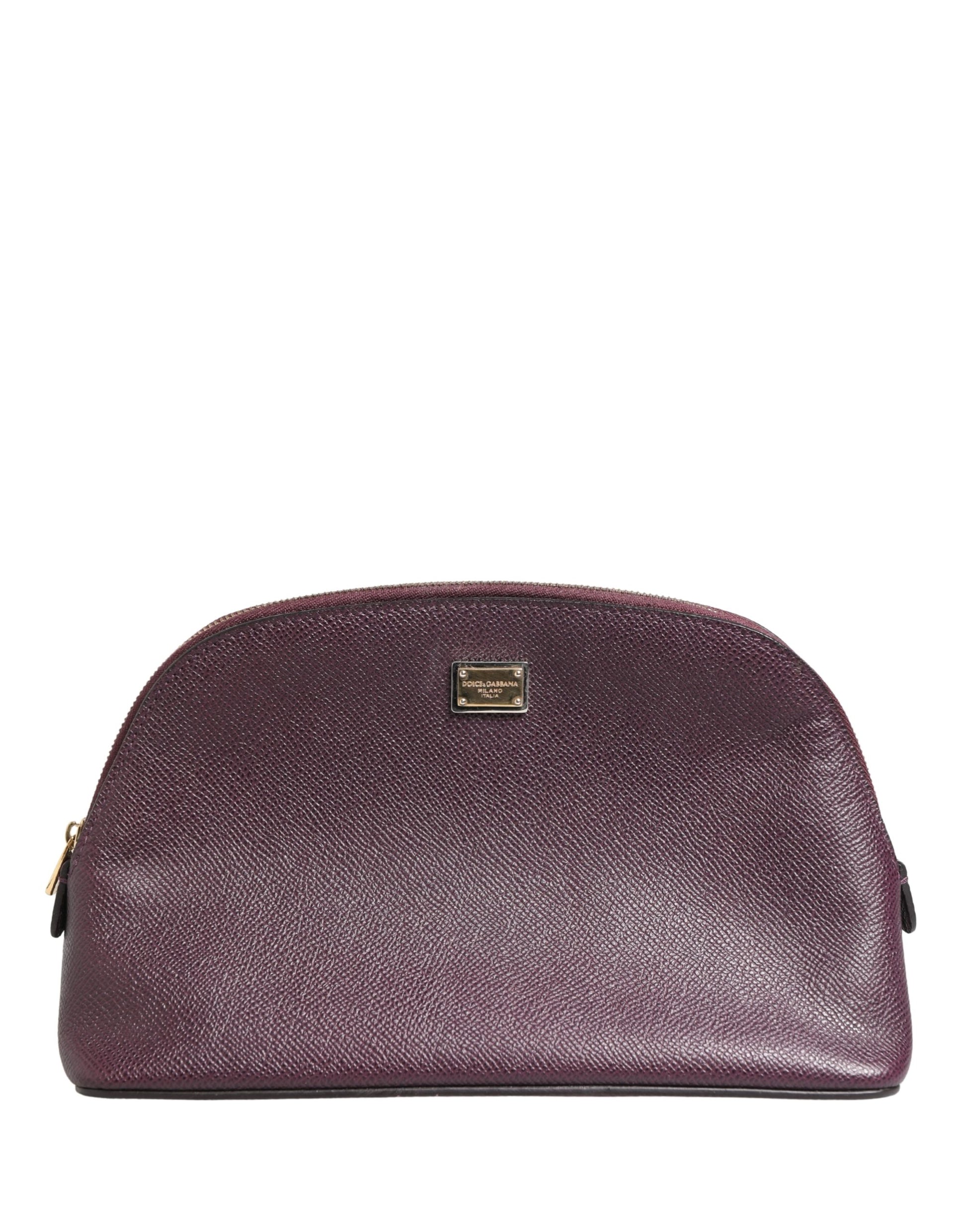 Dolce & Gabbana Portefeuille en cuir violet foncé avec logo DG et fermeture éclair