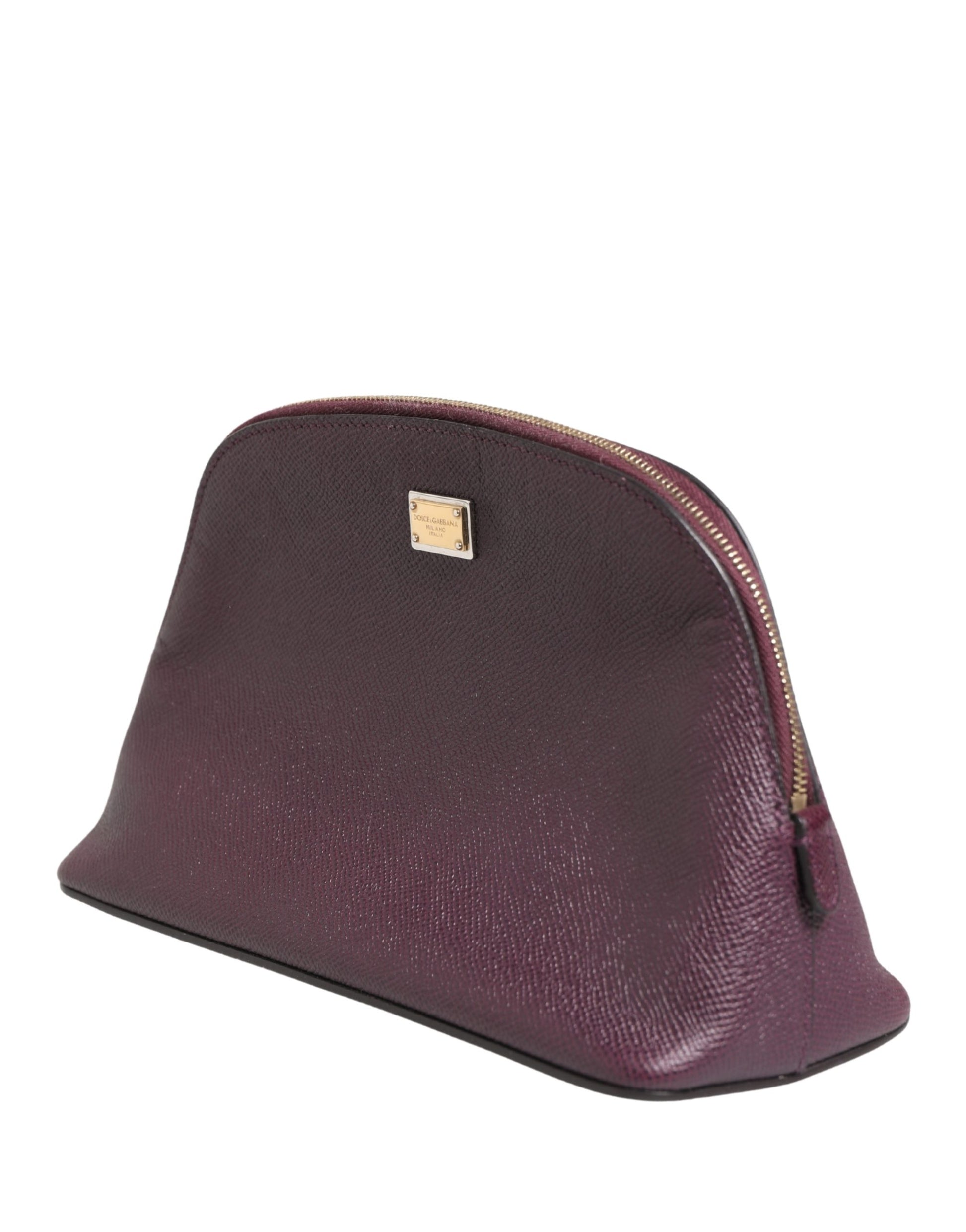 Dolce & Gabbana Portefeuille en cuir violet foncé avec logo DG et fermeture éclair
