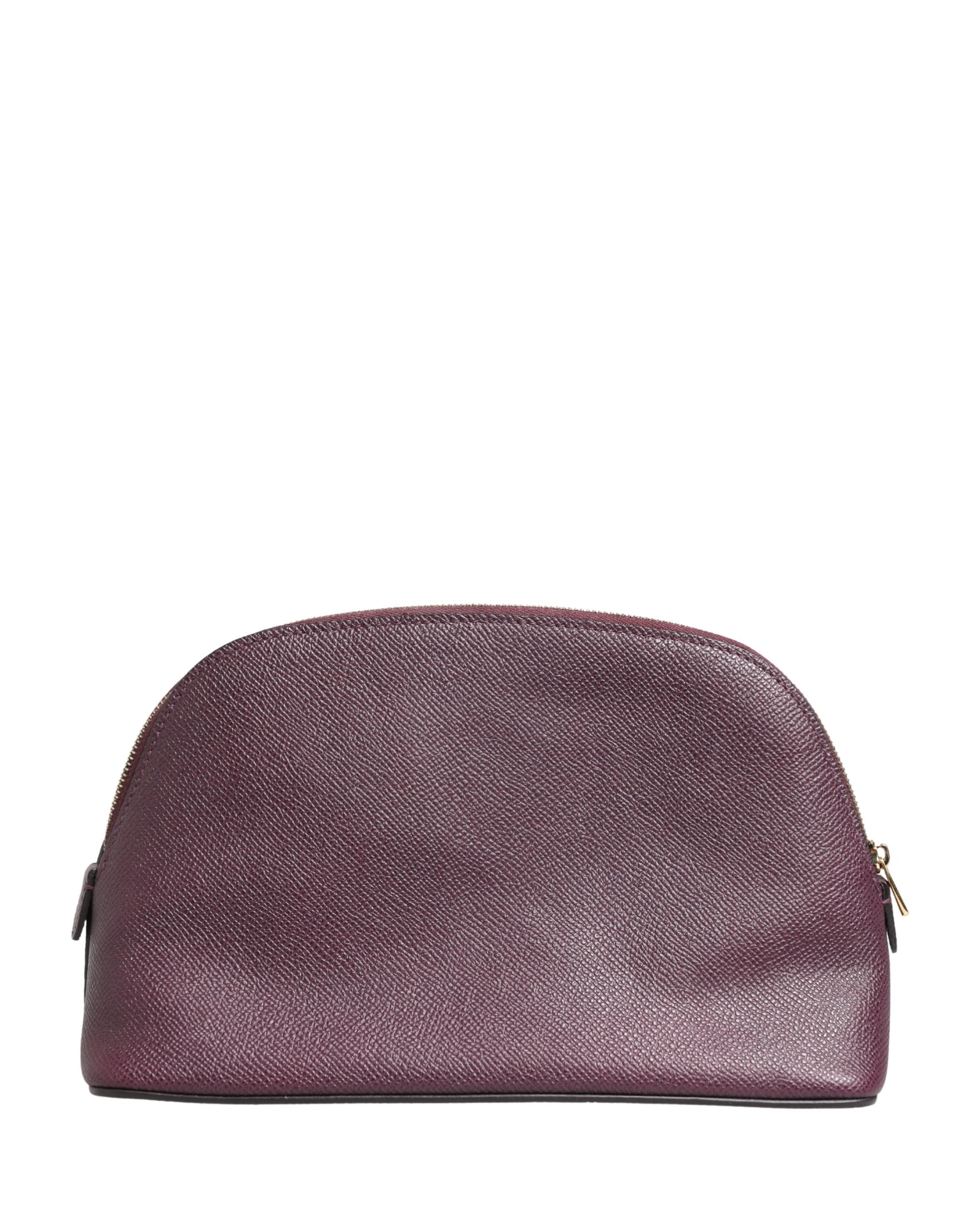 Dolce & Gabbana Portefeuille en cuir violet foncé avec logo DG et fermeture éclair