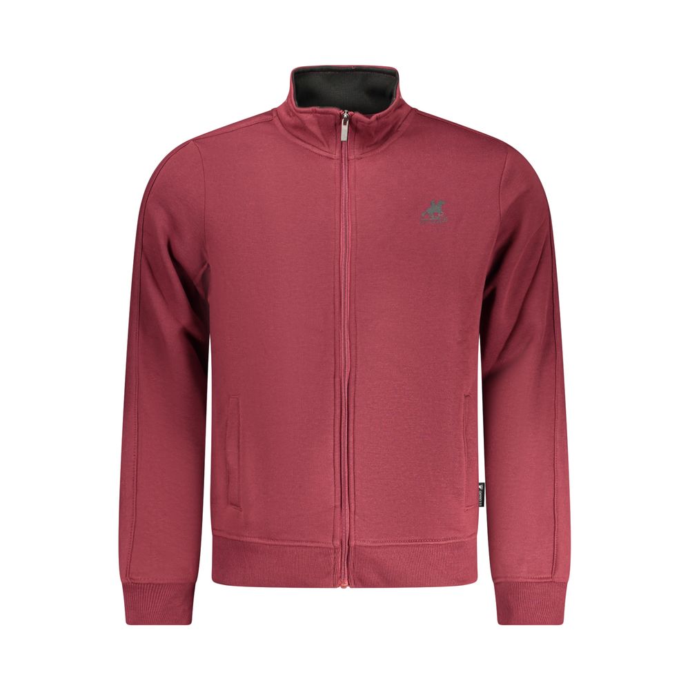 U.S. Grand Red Cotton Men's Sweatshirt with Zip and Pockets