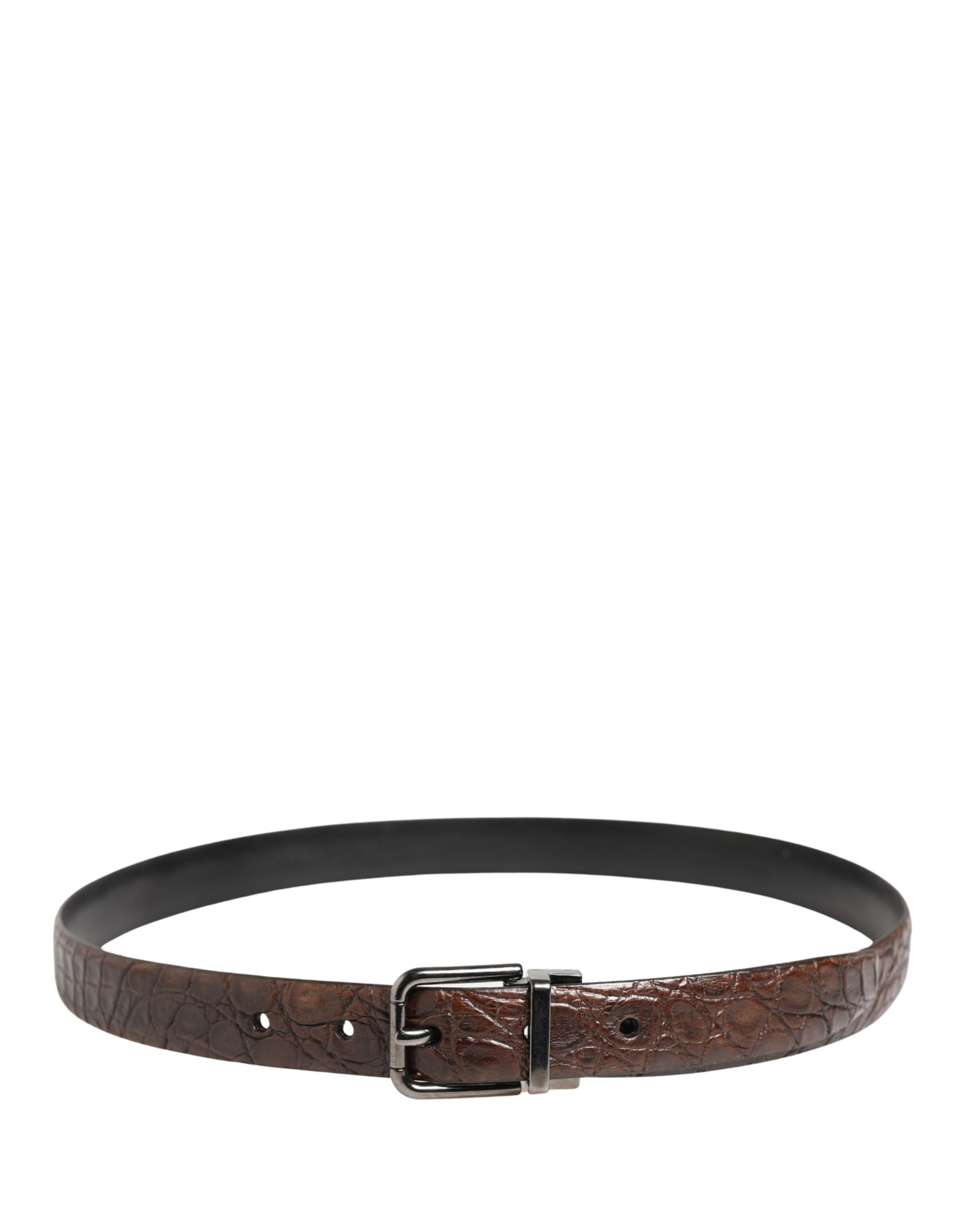 Ceinture Dolce & Gabbana en cuir marron avec boucle en métal argenté