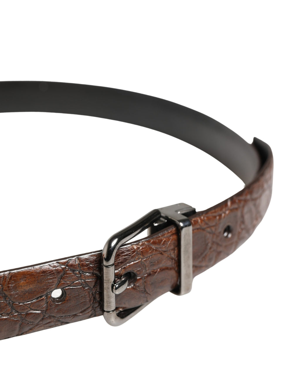Ceinture Dolce & Gabbana en cuir marron avec boucle en métal argenté