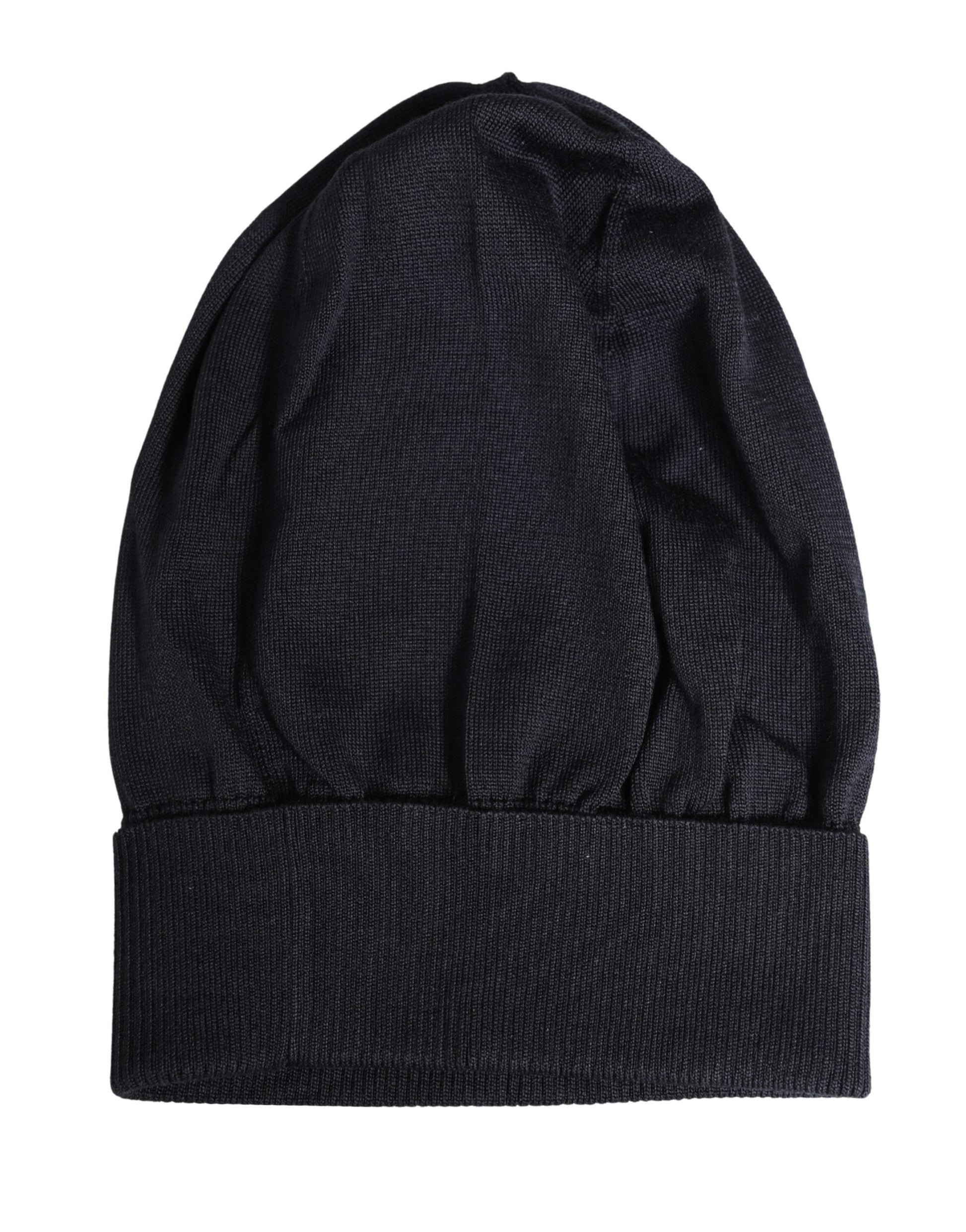 Bonnet d'hiver tricoté en laine unie noire Dolce & Gabbana
