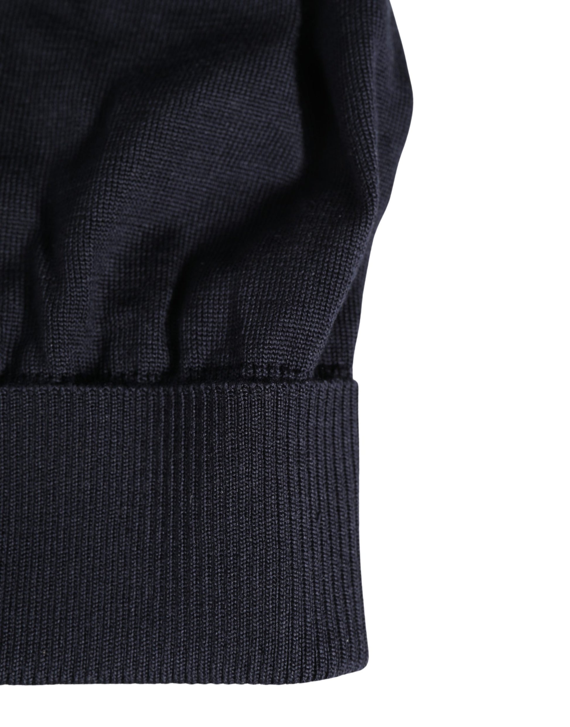 Bonnet d'hiver tricoté en laine unie noire Dolce & Gabbana