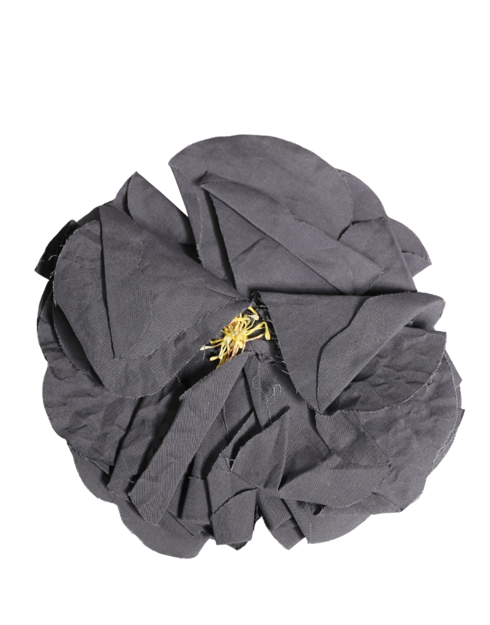 Broche Barrette Dolce & Gabbana en Tissu Popeline de Soie Mélangée à Motif Floral Gris