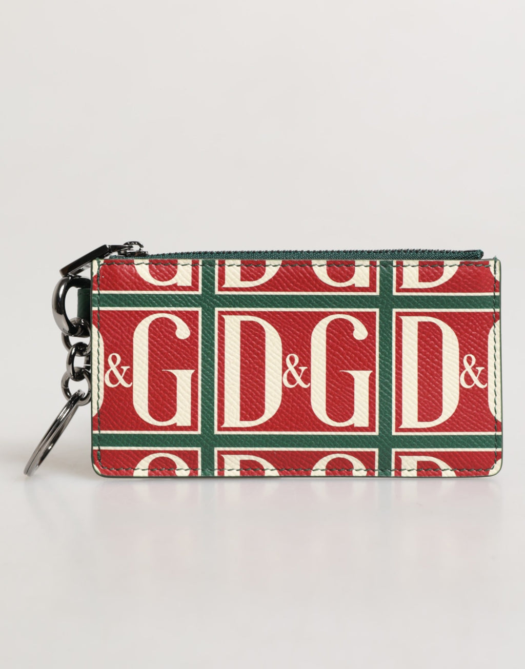 Porte-cartes Dolce & Gabbana en cuir de veau vert avec imprimé logo monogramme