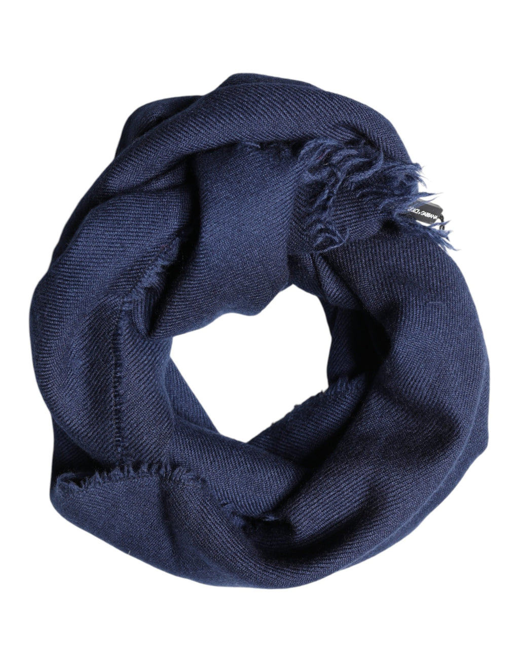 Dolce & Gabbana Foulard Écharpe Homme en Cachemire Bleu à Franges 70cm x 200cm