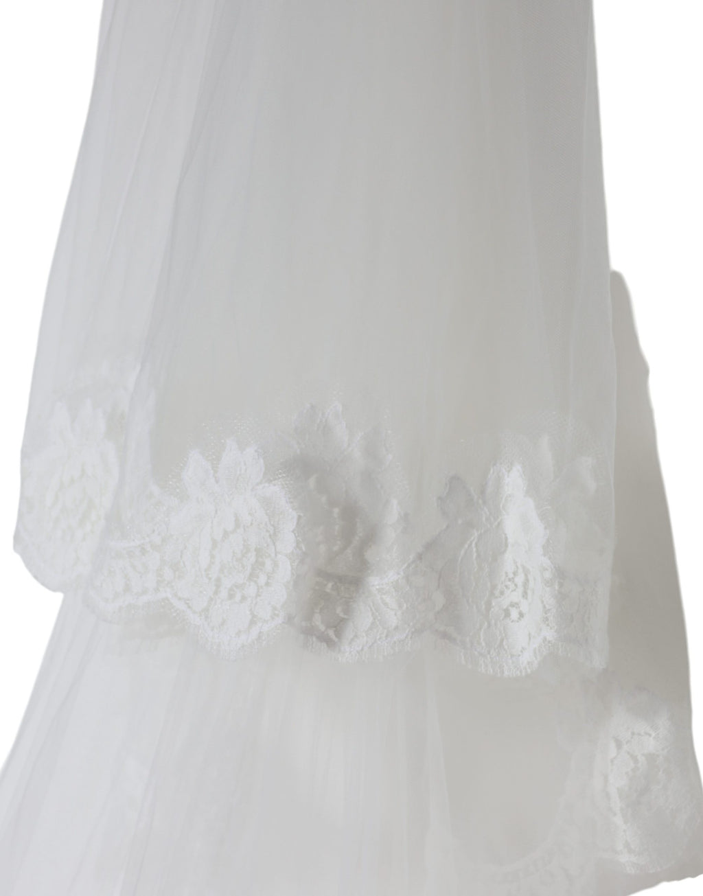 Voile de mariée long Dolce & Gabbana en nylon et dentelle florale blanche, longueur ras du sol