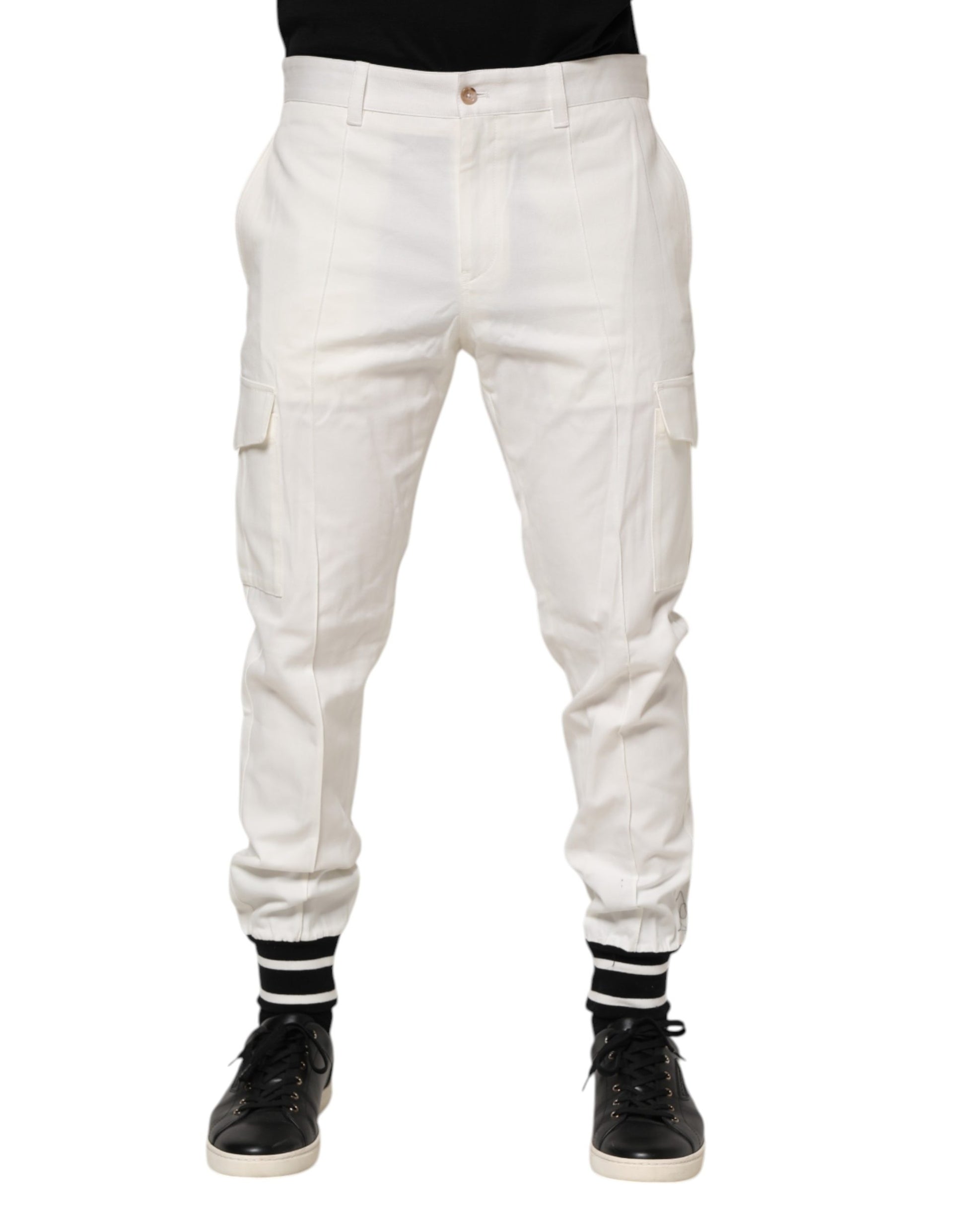 Pantalon skinny de jogging cargo en coton blanc Dolce & Gabbana pour homme