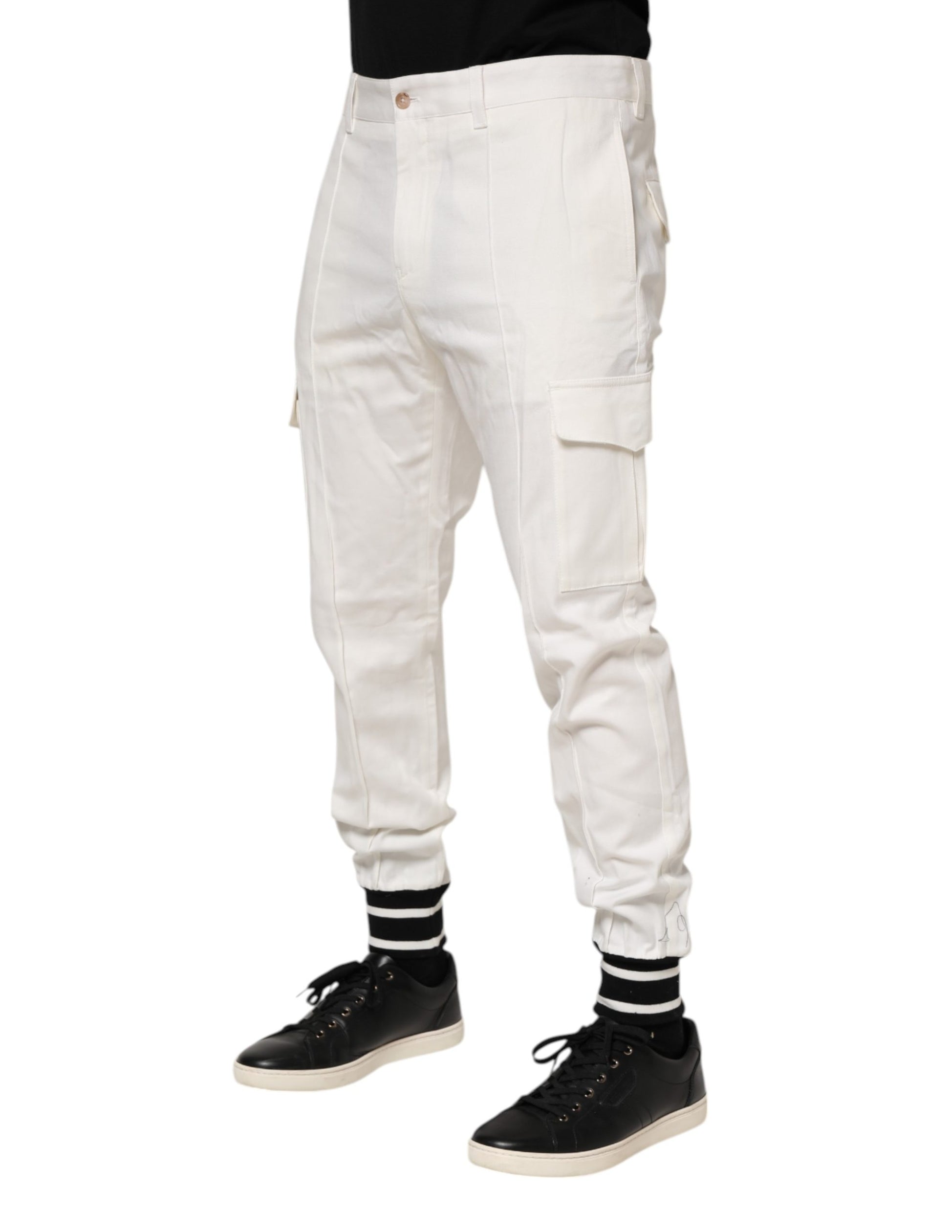 Pantalon skinny de jogging cargo en coton blanc Dolce & Gabbana pour homme