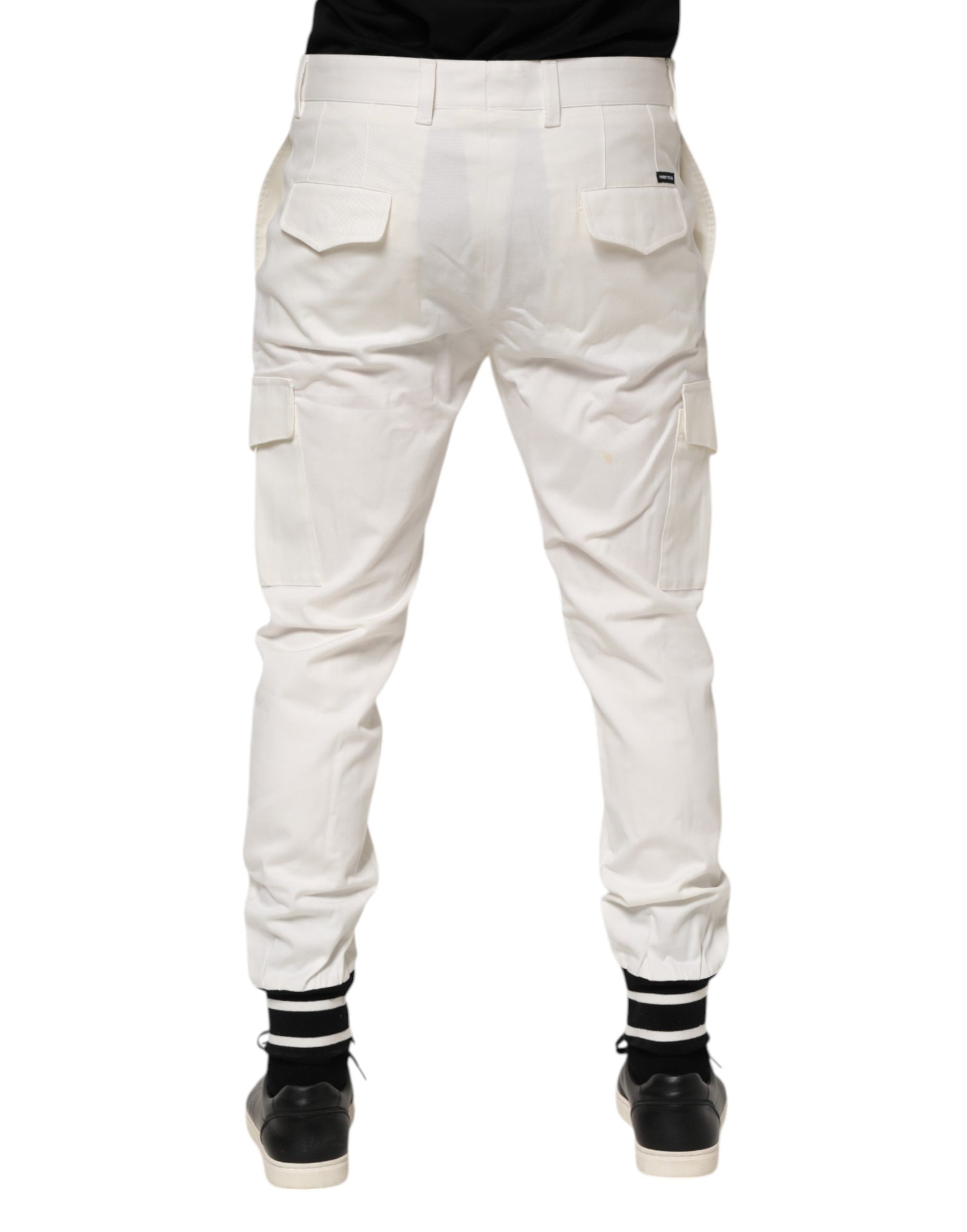 Pantalon skinny de jogging cargo en coton blanc Dolce & Gabbana pour homme