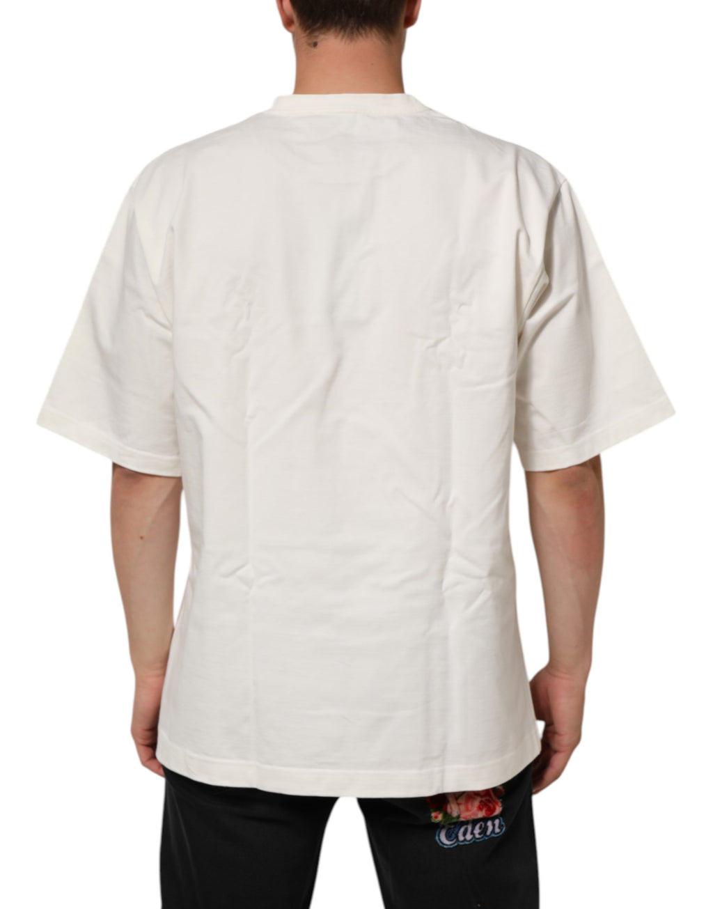 T-shirt ras du cou Dolce & Gabbana blanc en coton imprimé logo pour homme