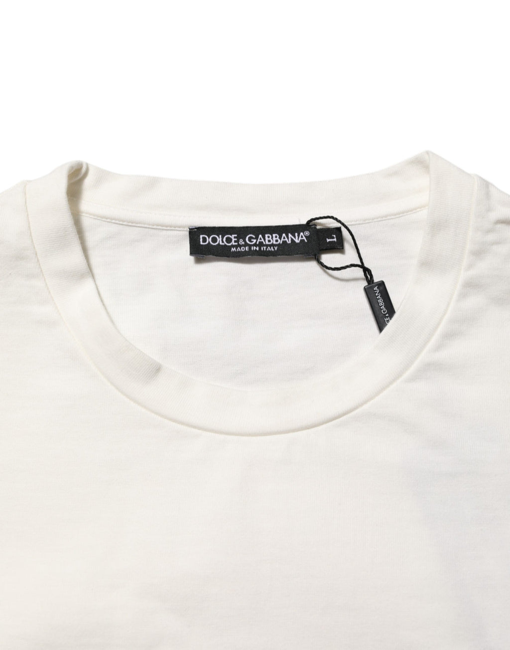T-shirt ras du cou Dolce & Gabbana blanc en coton imprimé logo pour homme