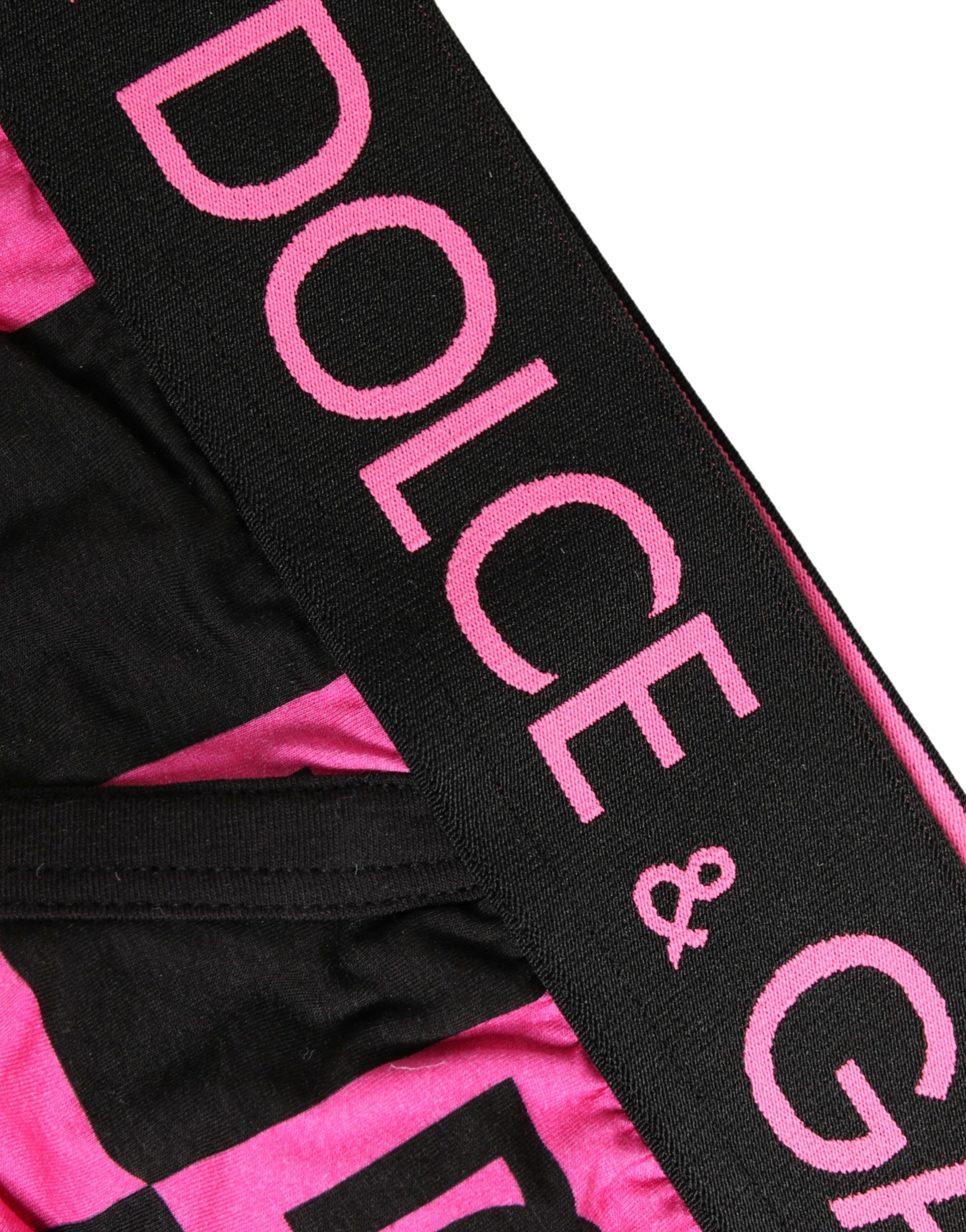 Dolce & Gabbana Caleçon Brando Noir Rose en Coton à Logo