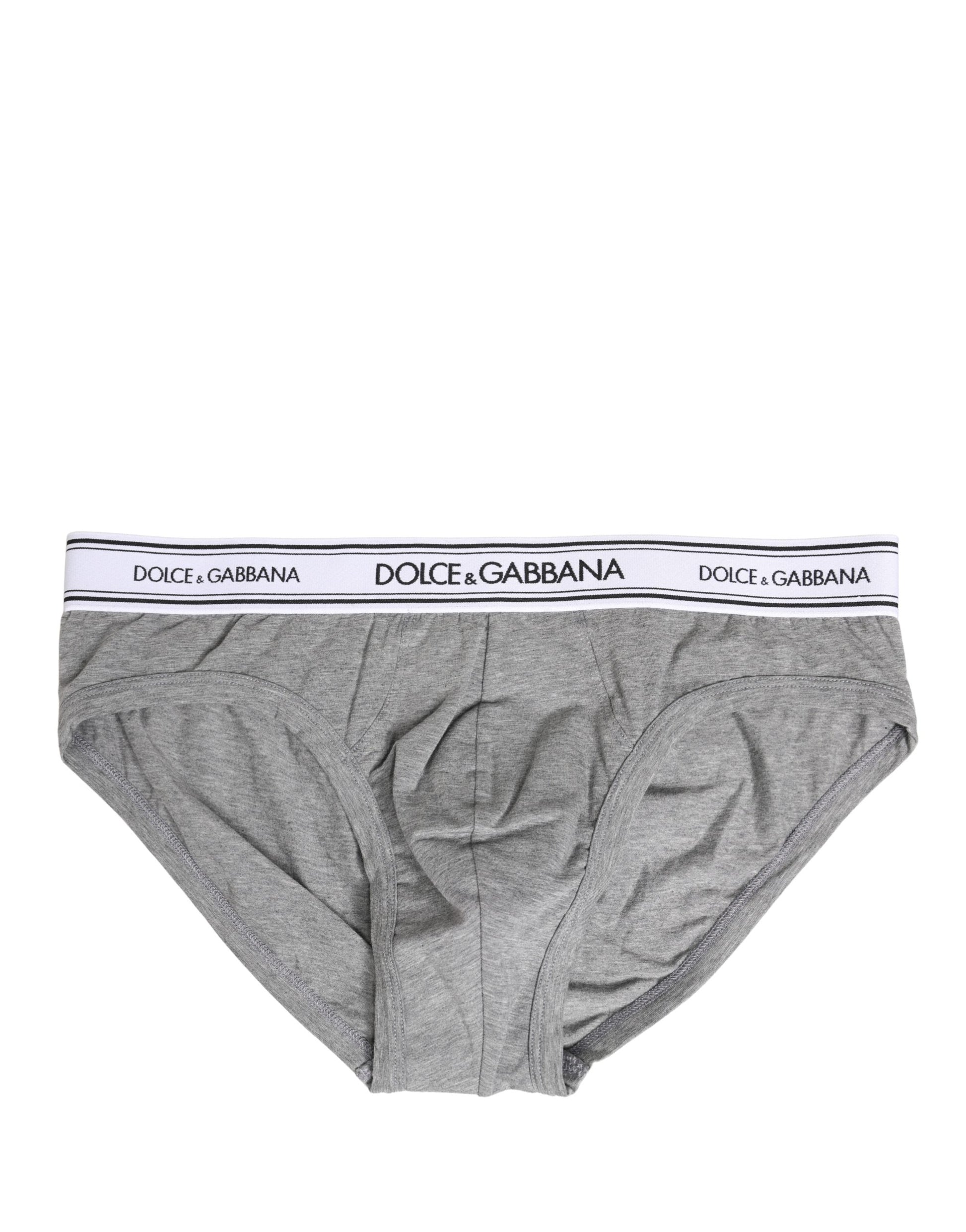 Slip mi-long homme Dolce & Gabbana avec ceinture à logo grise