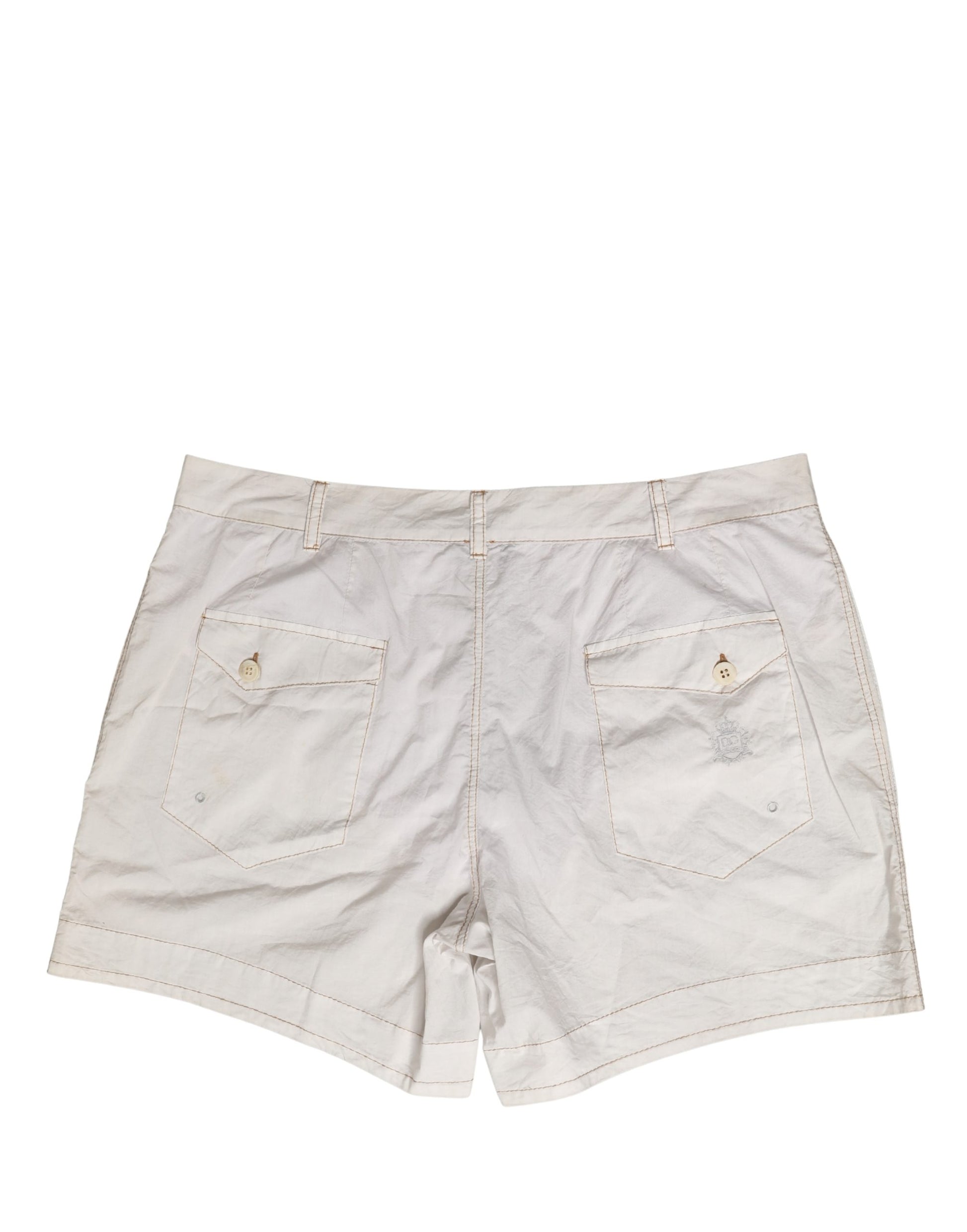 Dolce & Gabbana White Cotton Mid Waist Chino Bermuda Shorts