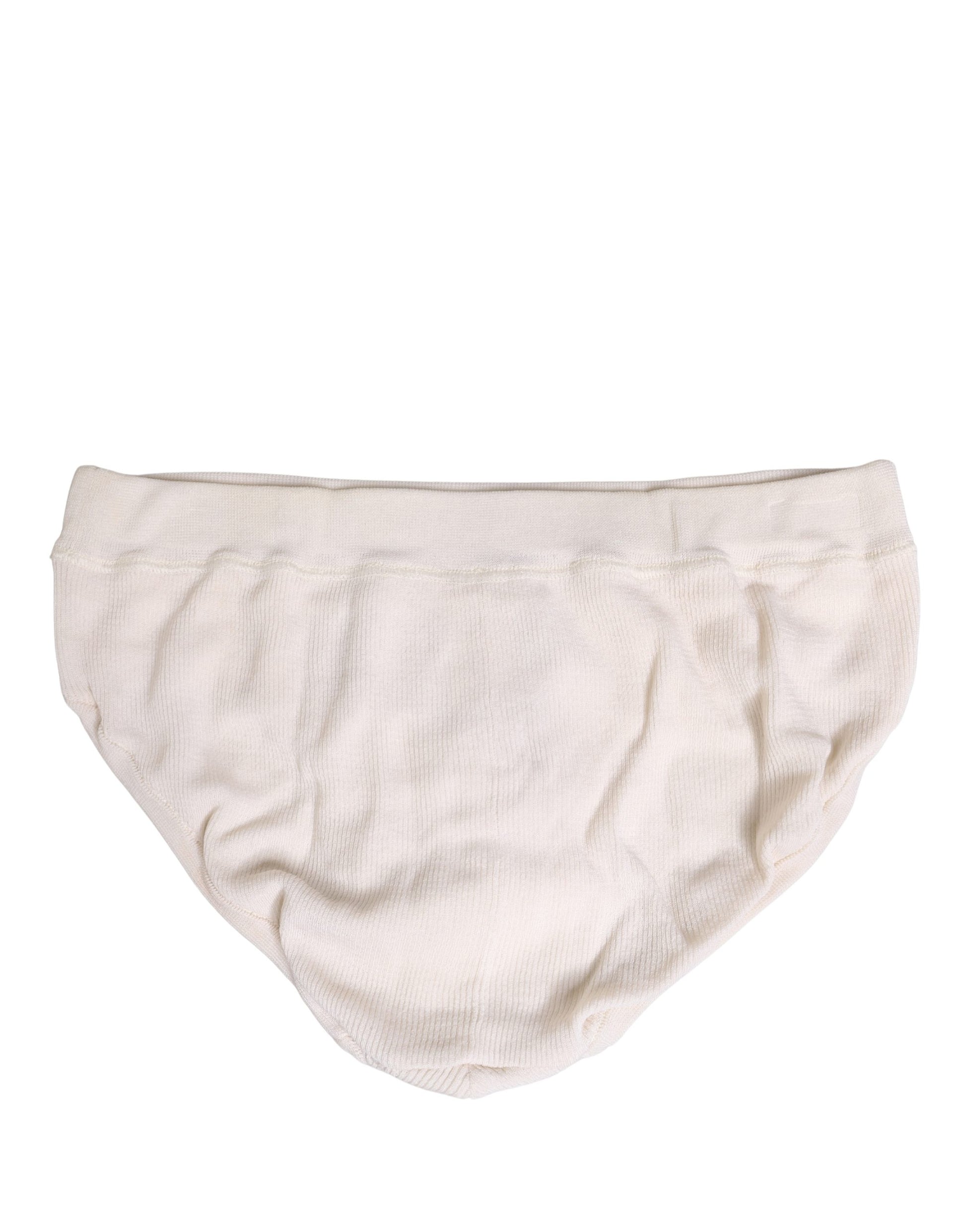 Slip Dolce & Gabbana en soie blanc cassé avec logo pour homme