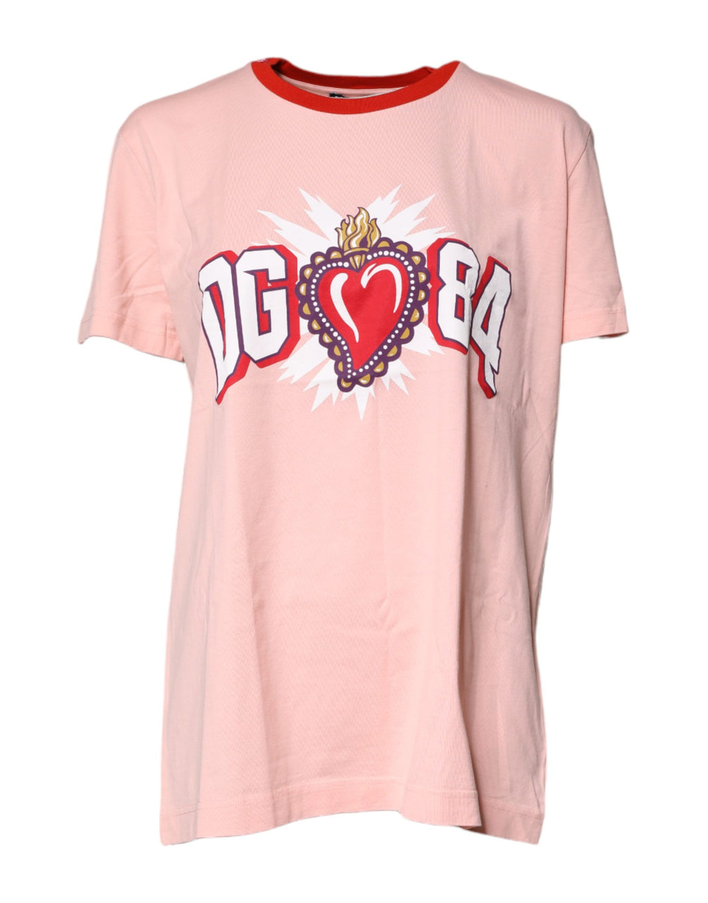 T-shirt en coton rose Dolce & Gabbana DG 84 à imprimé Sacré-Cœur