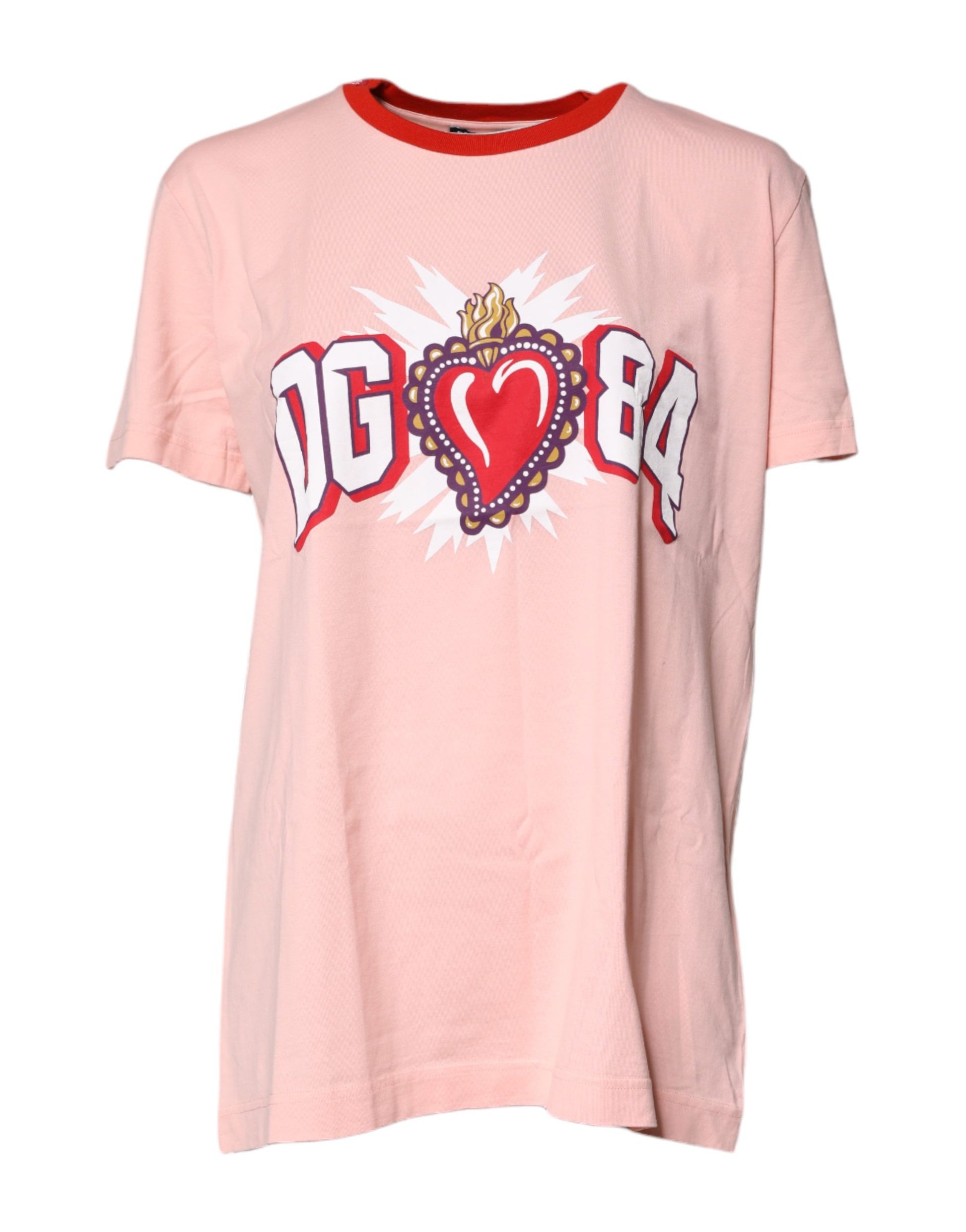 T-shirt en coton rose Dolce & Gabbana DG 84 à imprimé Sacré-Cœur