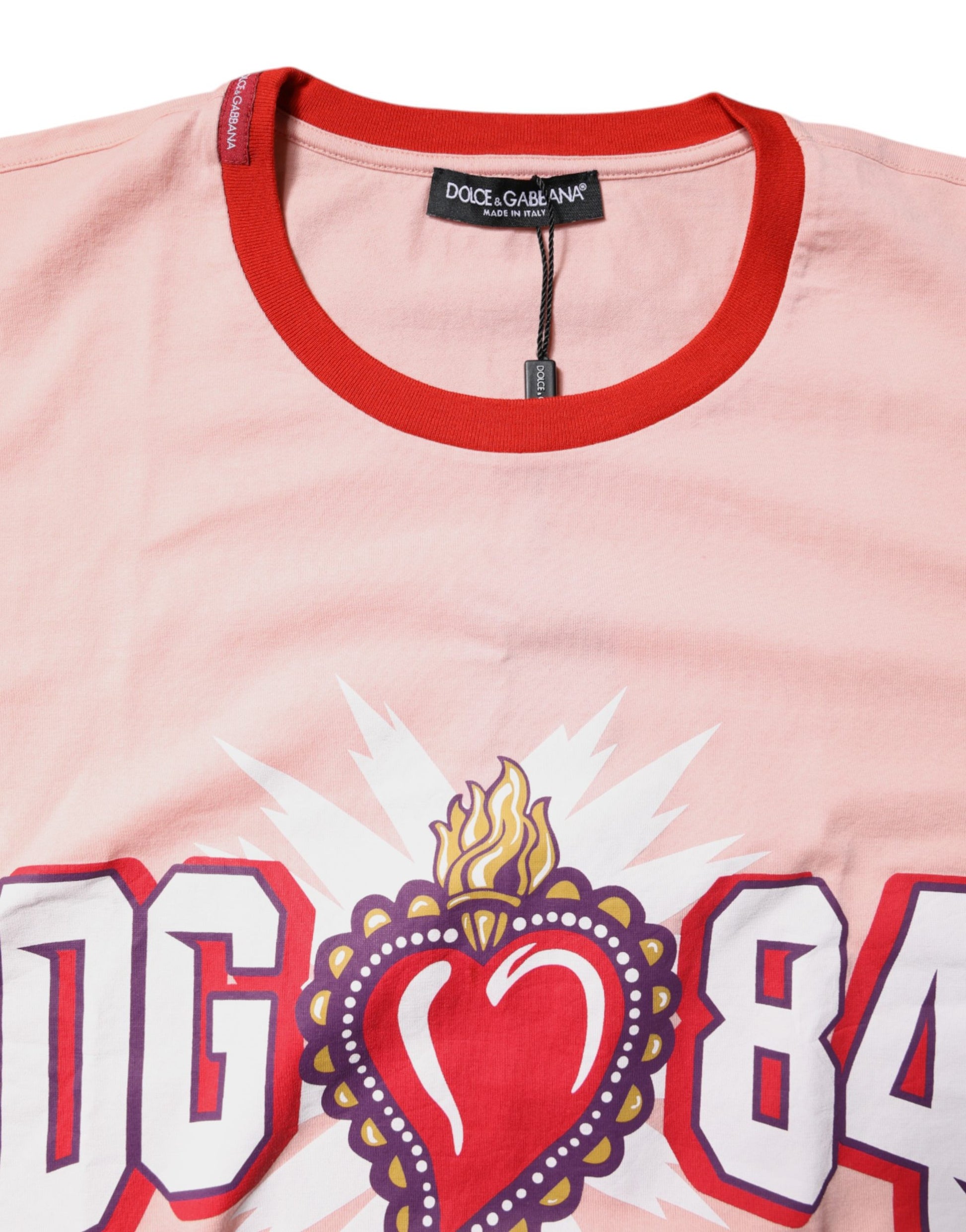 T-shirt en coton rose Dolce & Gabbana DG 84 à imprimé Sacré-Cœur