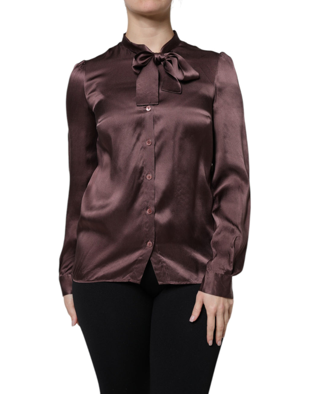 Chemisier Dolce & Gabbana en satin violet à manches longues et lavallière