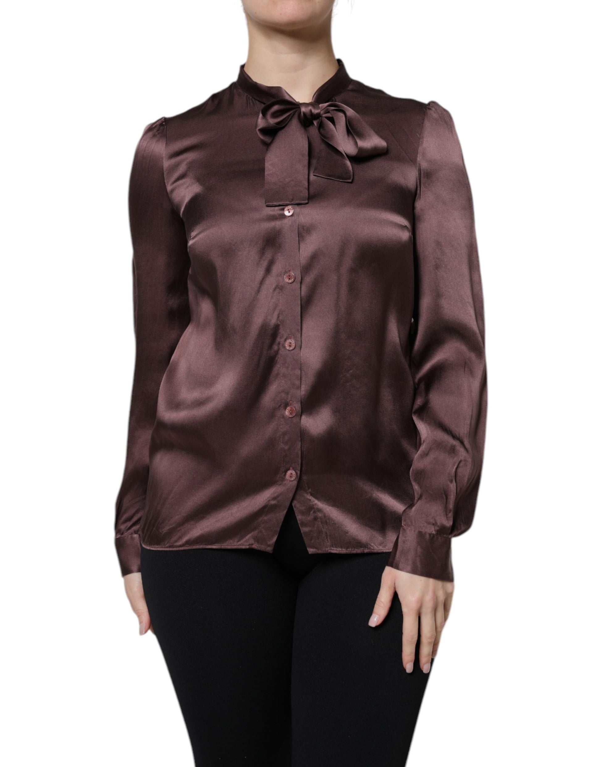 Chemisier Dolce & Gabbana en satin violet à manches longues et lavallière