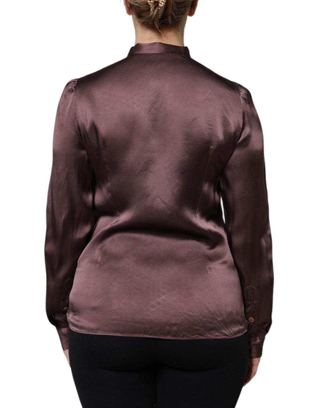 Chemisier Dolce & Gabbana en satin violet à manches longues et lavallière