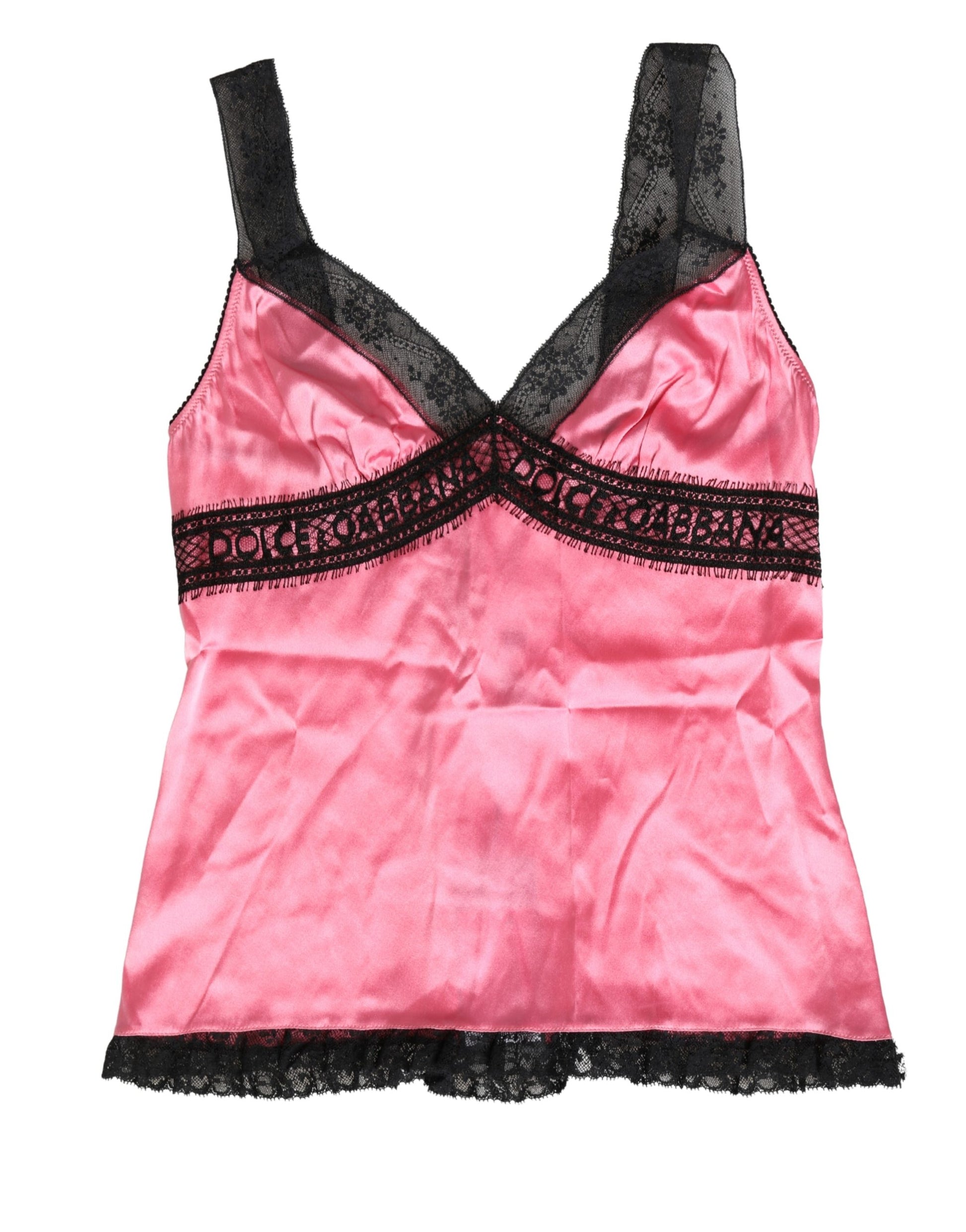 Haut de lingerie Dolce & Gabbana en satin de soie rose et dentelle