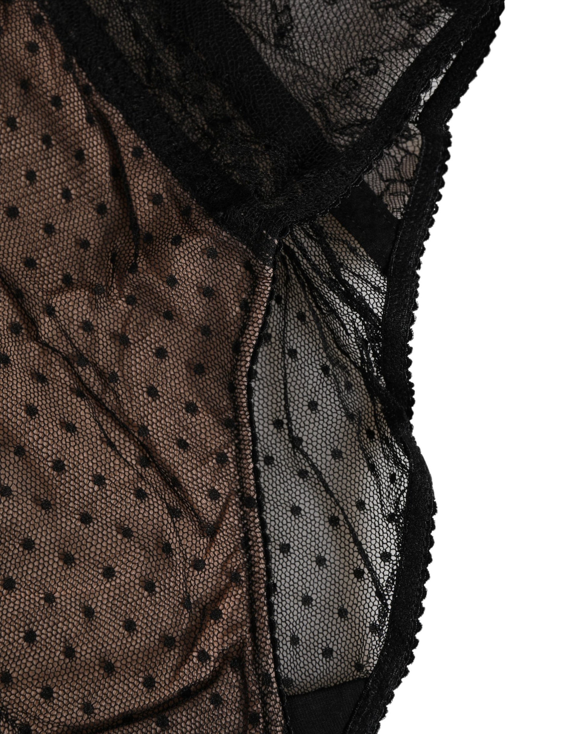 Dolce & Gabbana Black Sheer Polka Dot Lace High Waist Brief Underwear