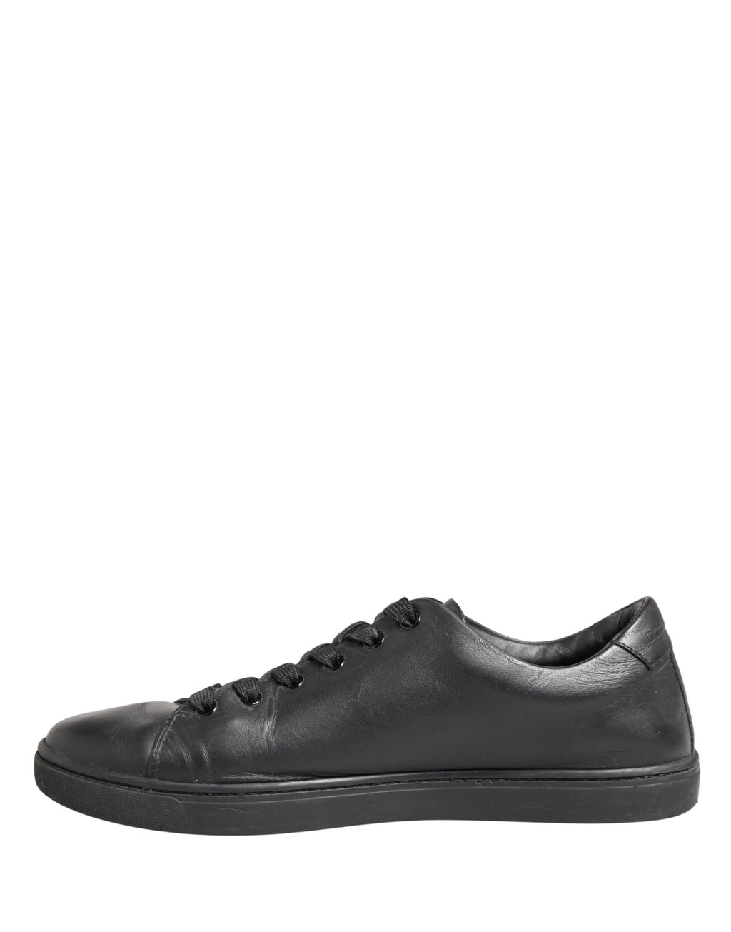 Chaussures Baskets Basses à Lacets en Cuir Noir Dolce & Gabbana