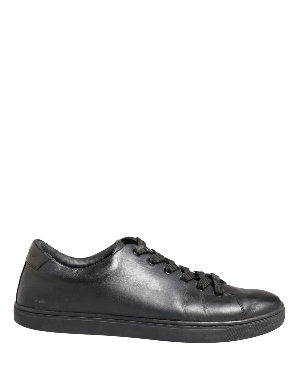 Chaussures Baskets Basses à Lacets en Cuir Noir Dolce & Gabbana