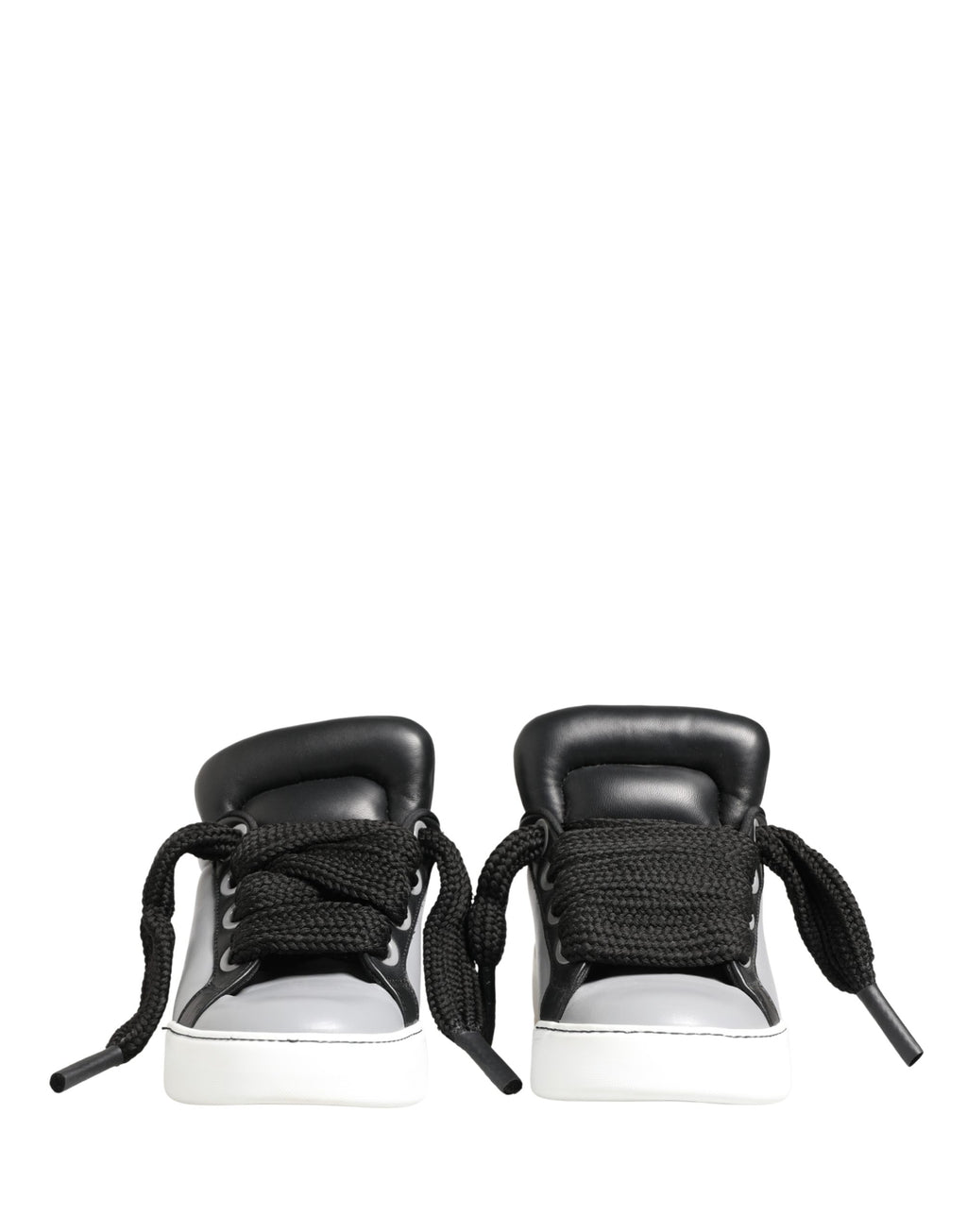 Chaussures Dolce & Gabbana en cuir gris à lacets, coupe basse