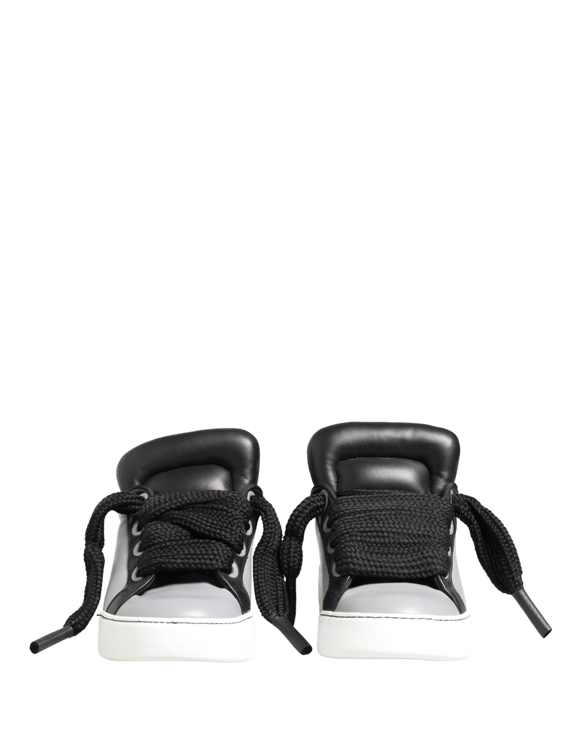 Chaussures Dolce & Gabbana en cuir gris à lacets, coupe basse