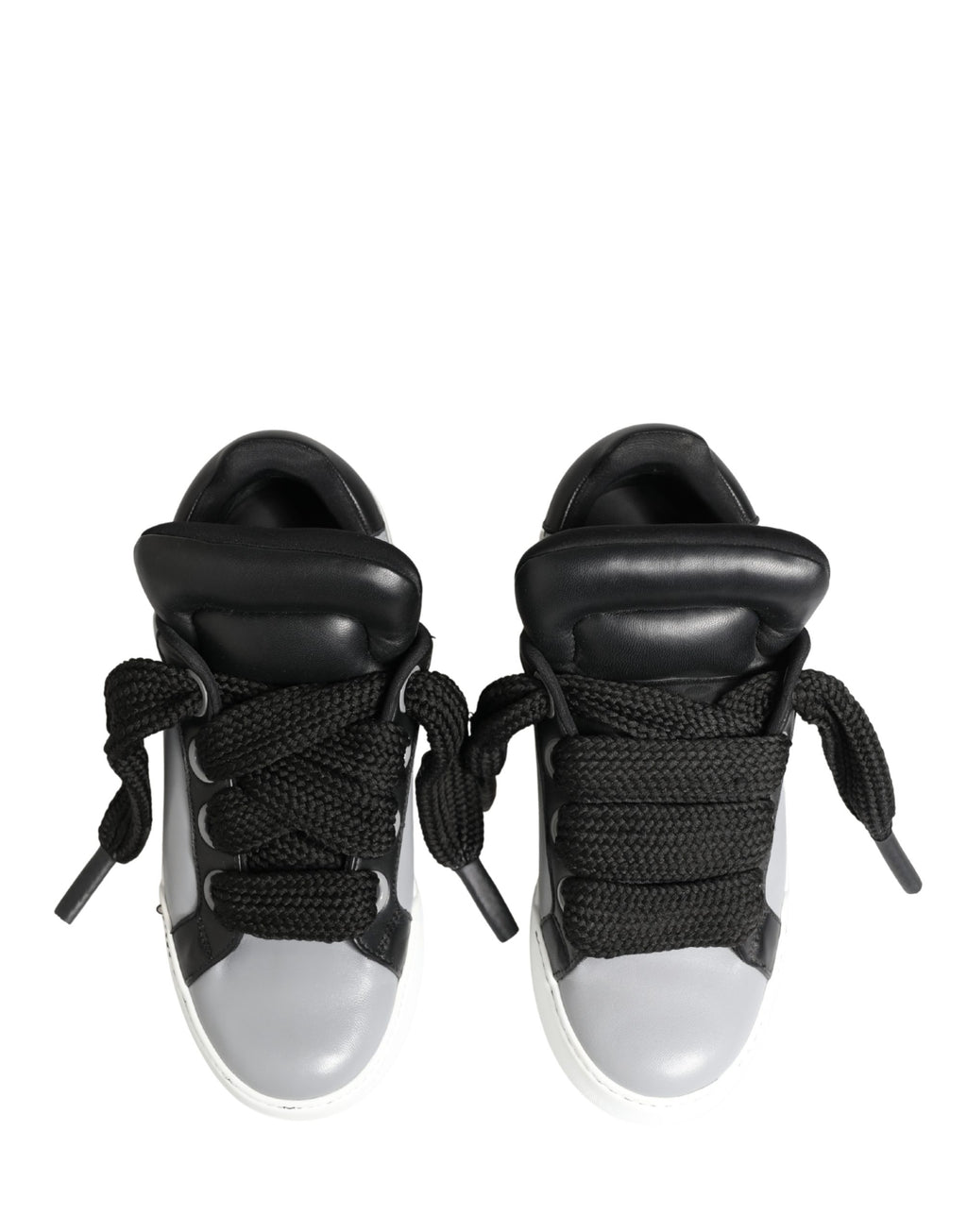Chaussures Dolce & Gabbana en cuir gris à lacets, coupe basse