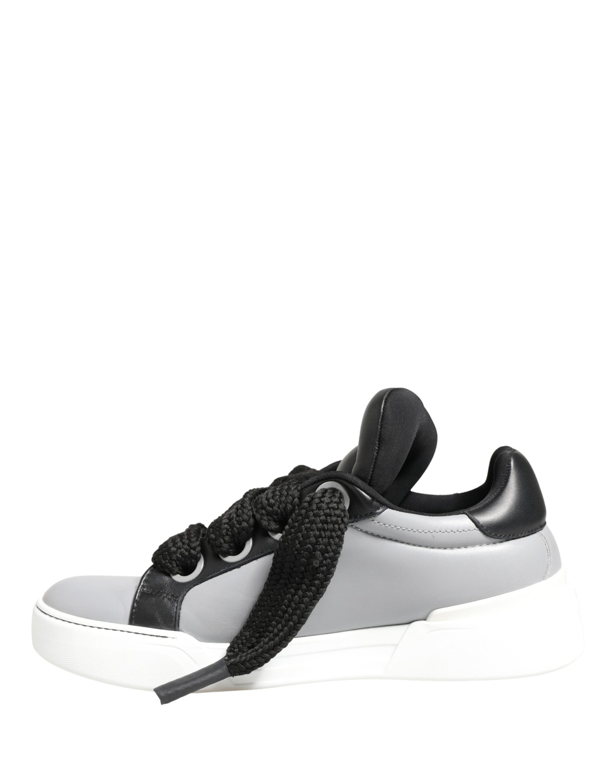 Chaussures Dolce & Gabbana en cuir gris à lacets, coupe basse