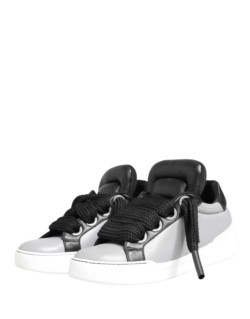 Chaussures Dolce & Gabbana en cuir gris à lacets, coupe basse