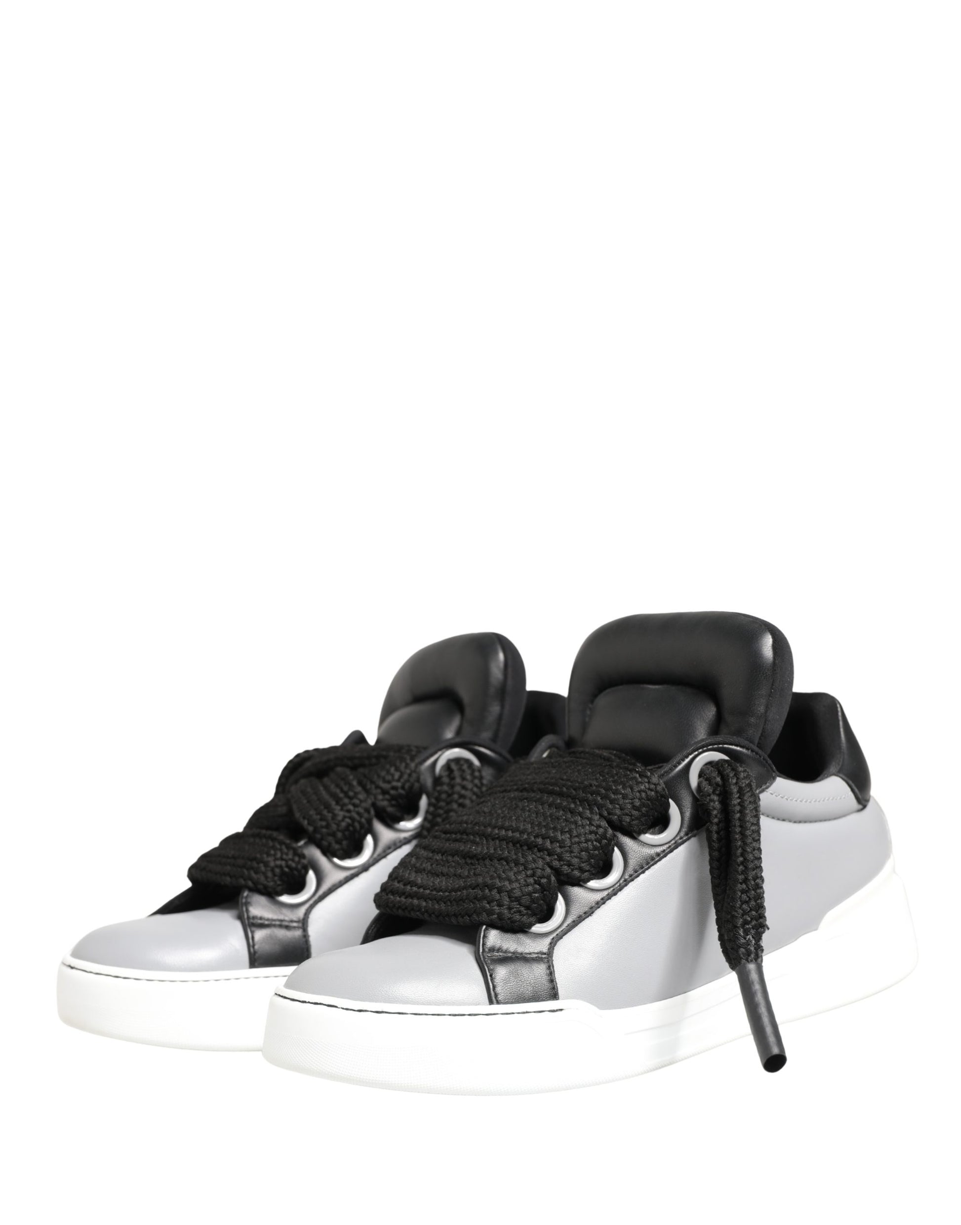 Chaussures Dolce & Gabbana en cuir gris à lacets, coupe basse