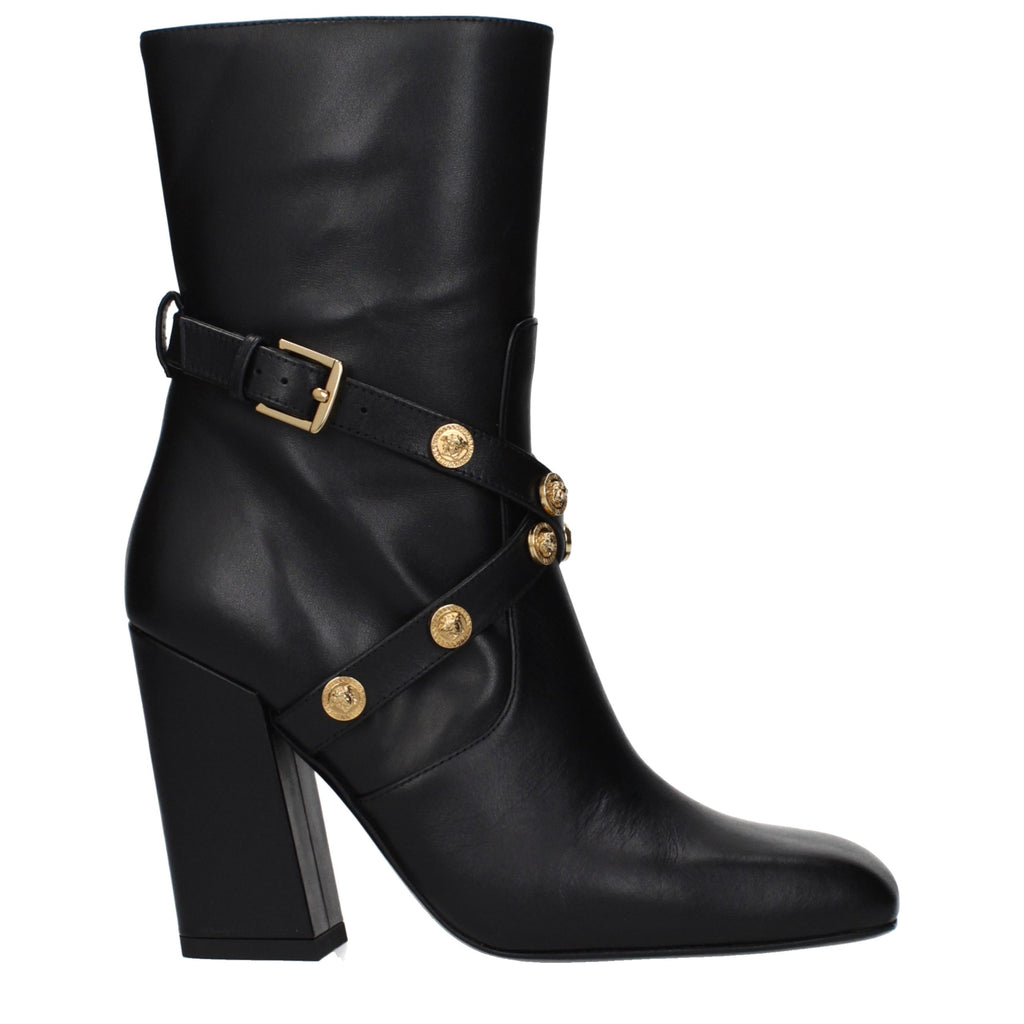 Bottines en cuir noir Versace